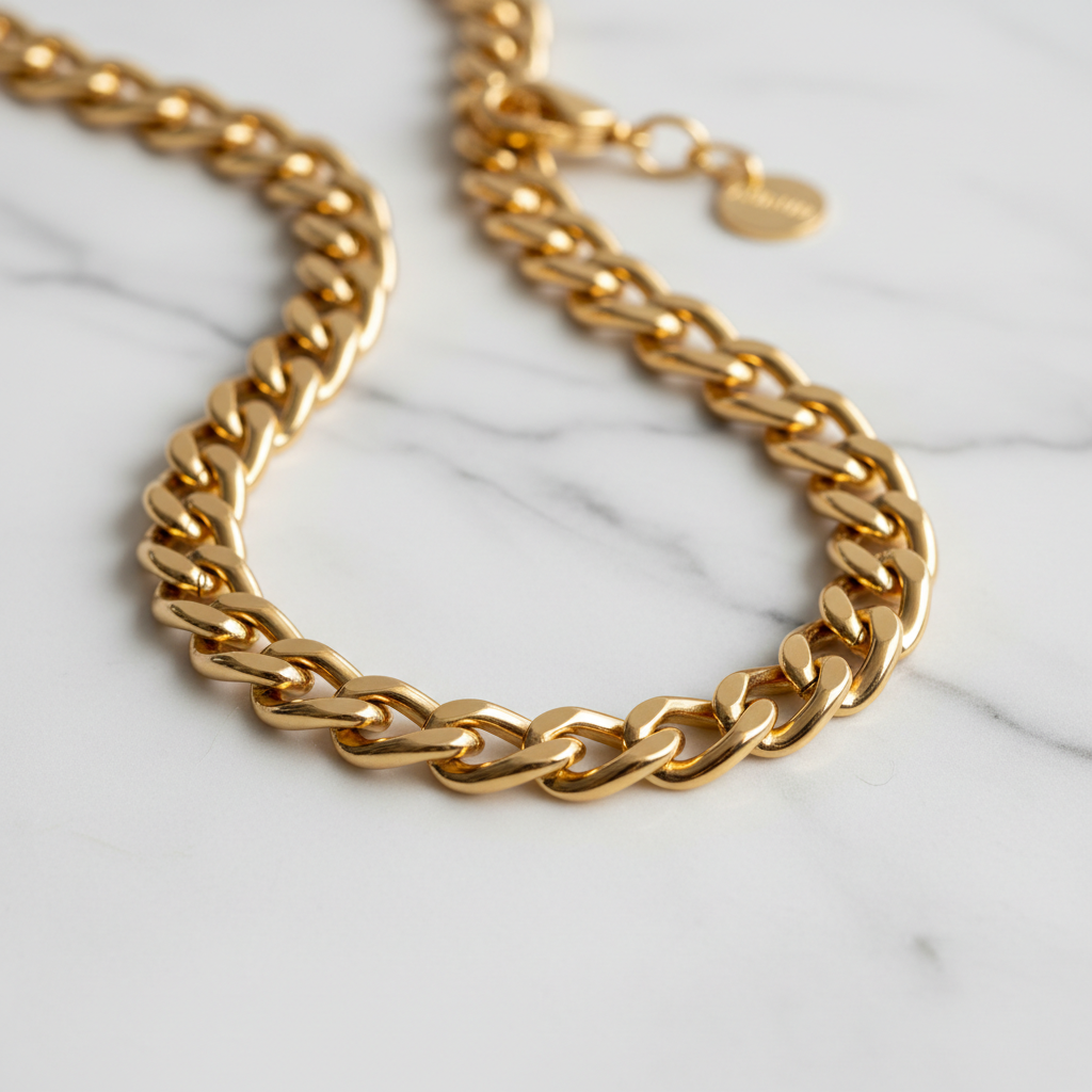 18K Italian Gold 3+1 chain necklace, size1 – SKU 803321750240