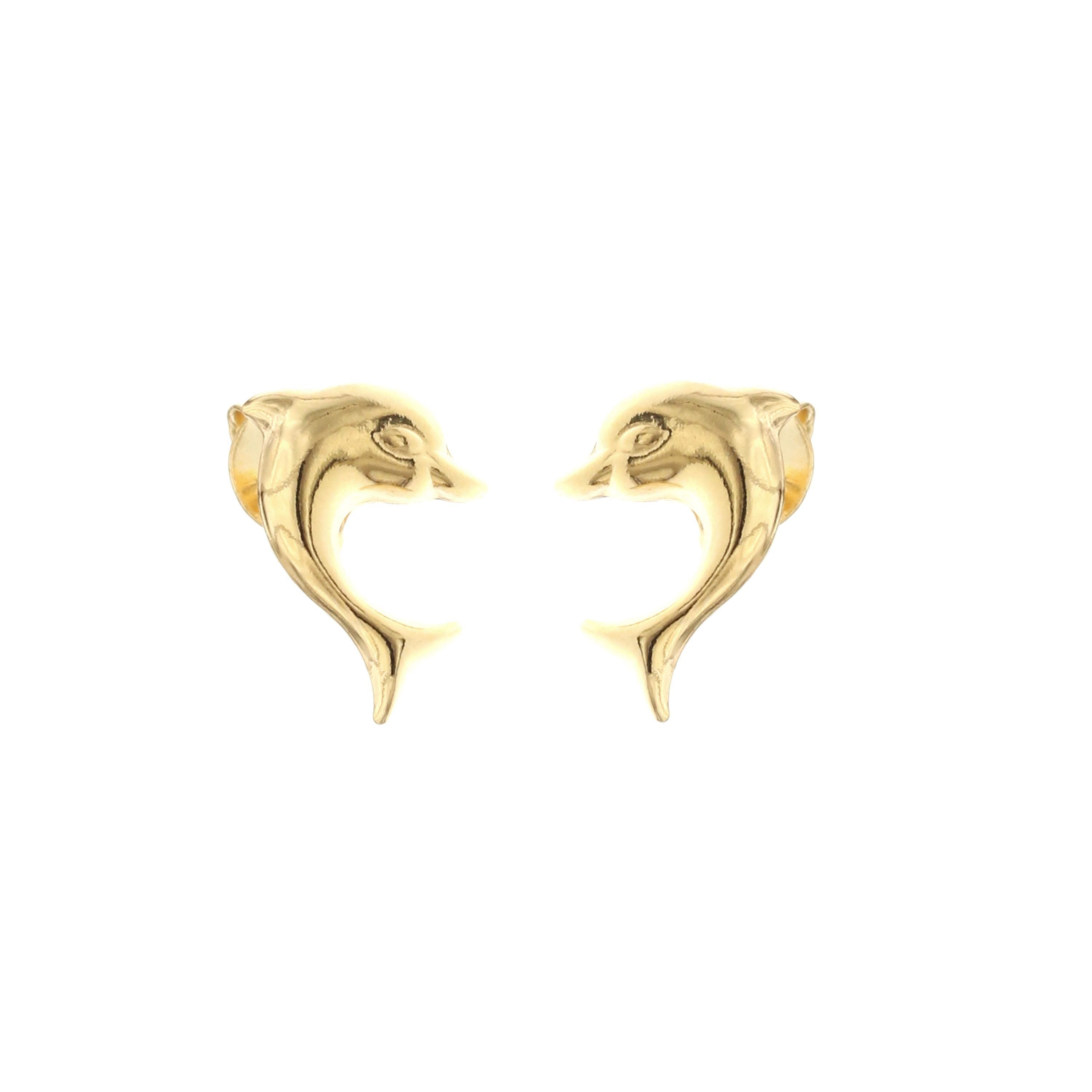 18K Italian Gold Dolphin shaped Earrings – SKU 803321700539
