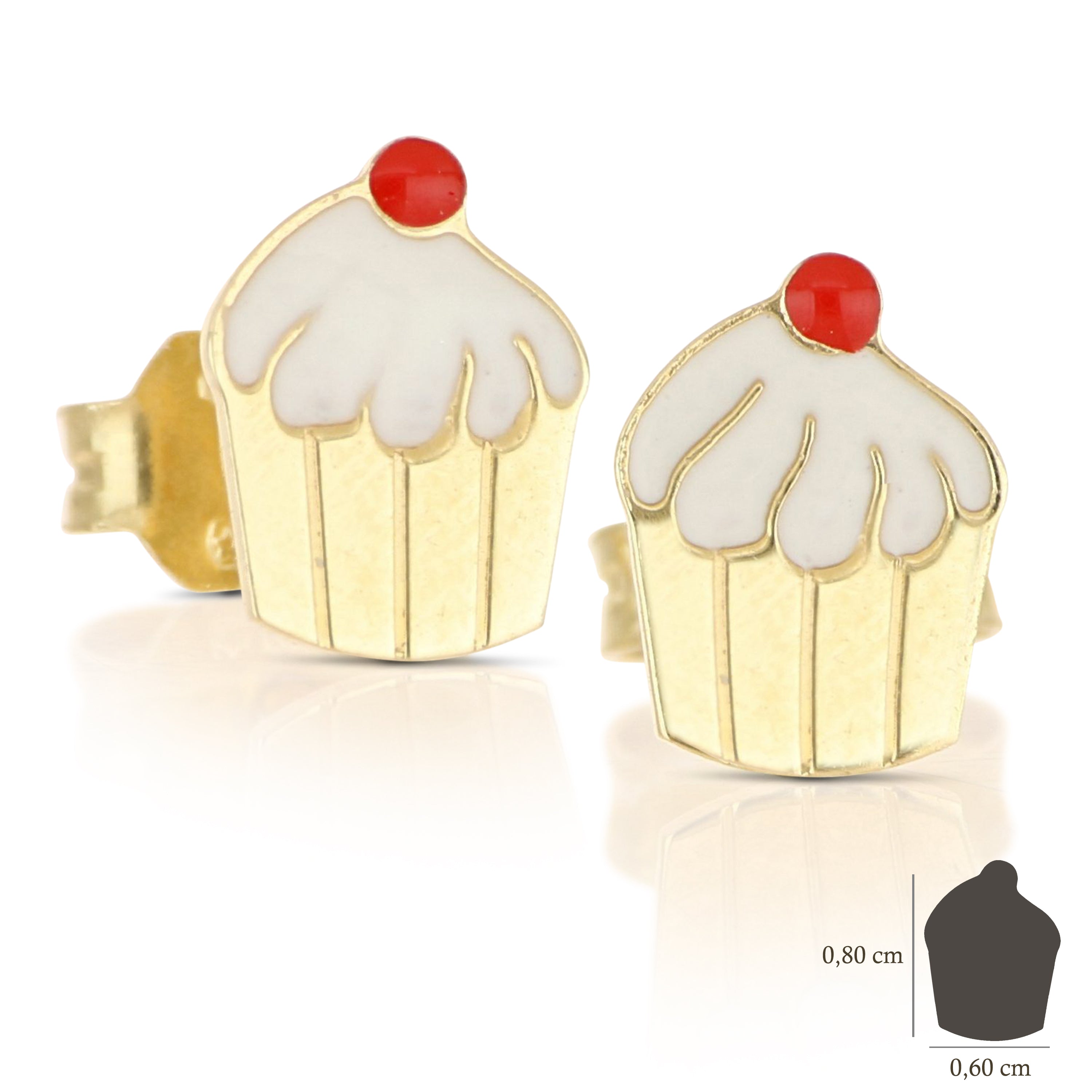 18K Italian Gold Enamelled Cupcake earrings – SKU 803321701456