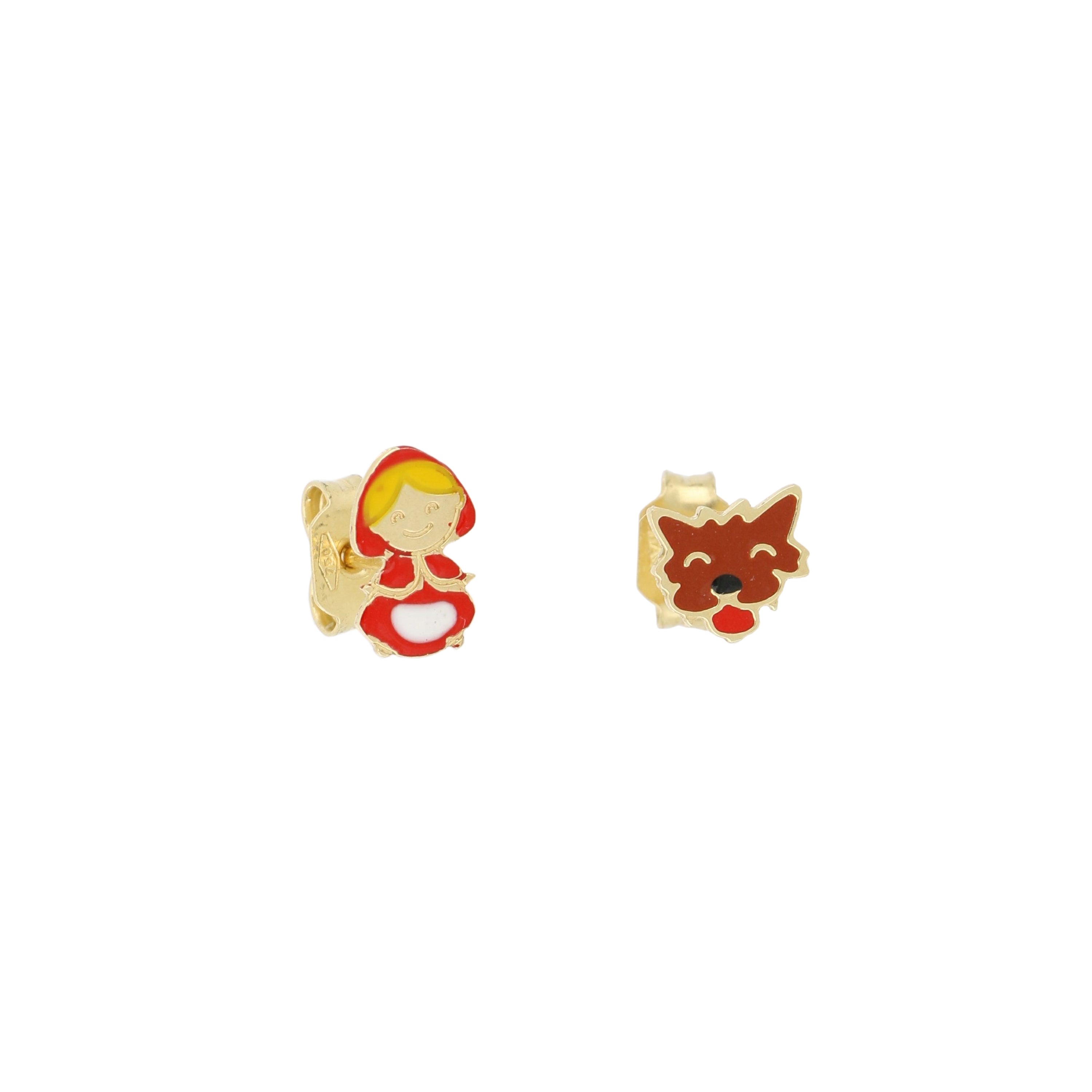 18K Italian Gold Little red riding hood earrings – SKU 803321701460