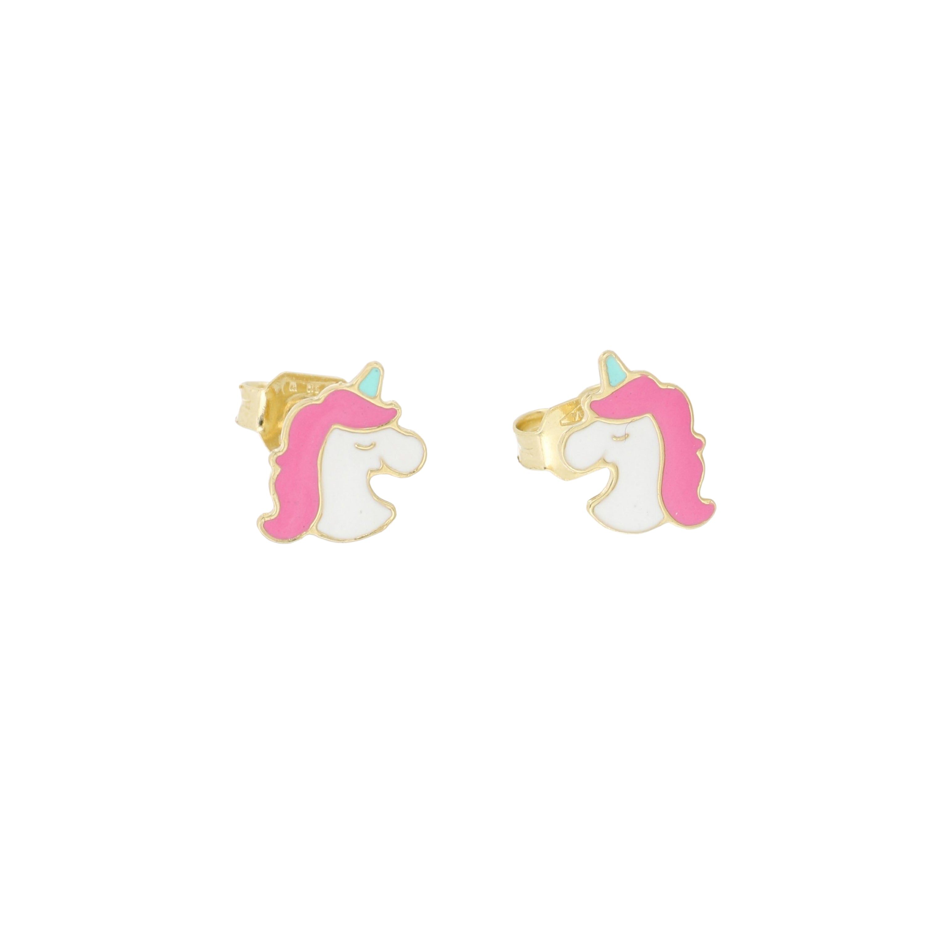 18K Italian Gold Unicorn shaped earrings – SKU 803321701462