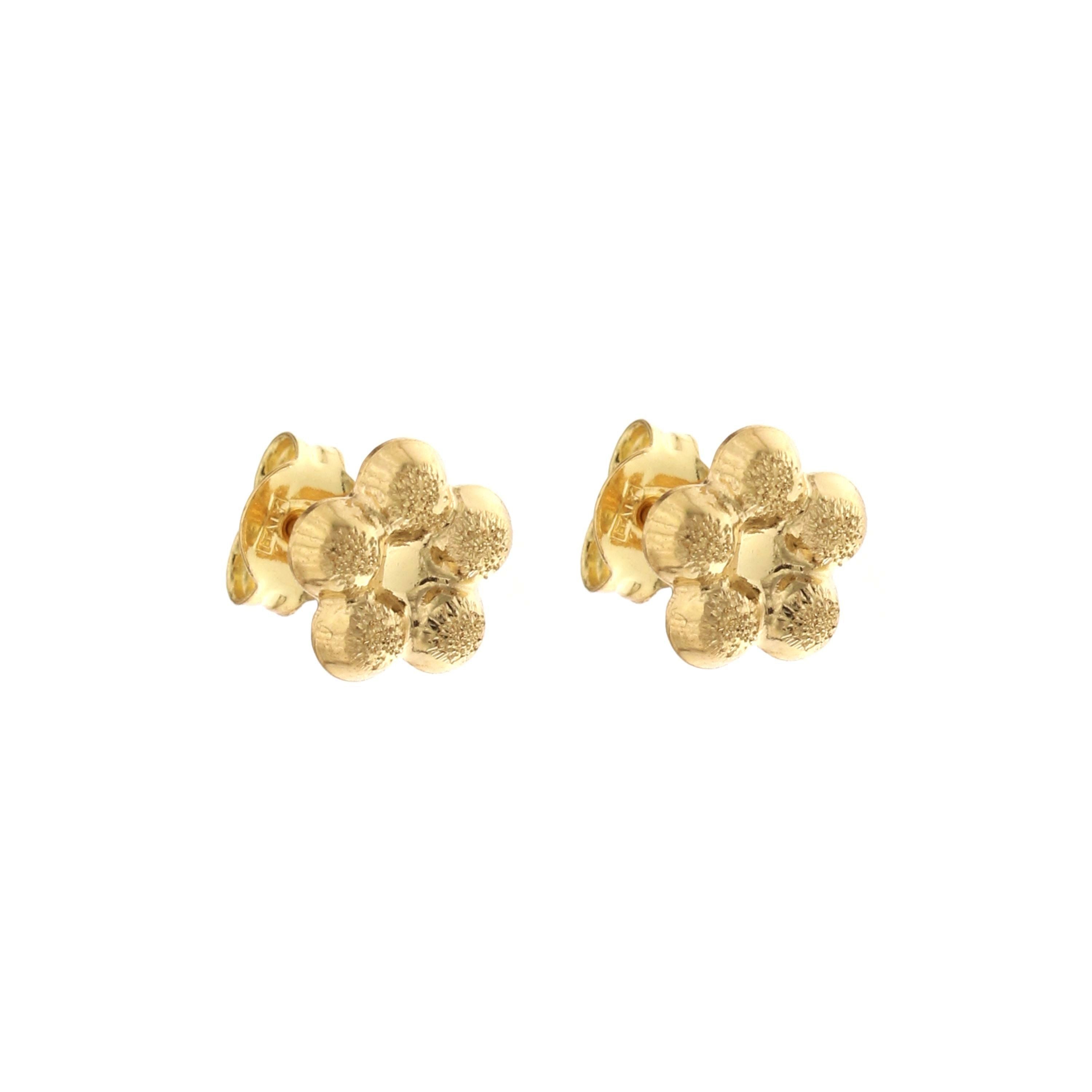 18K Italian Gold Flower Shaped earrings – SKU 803321703360