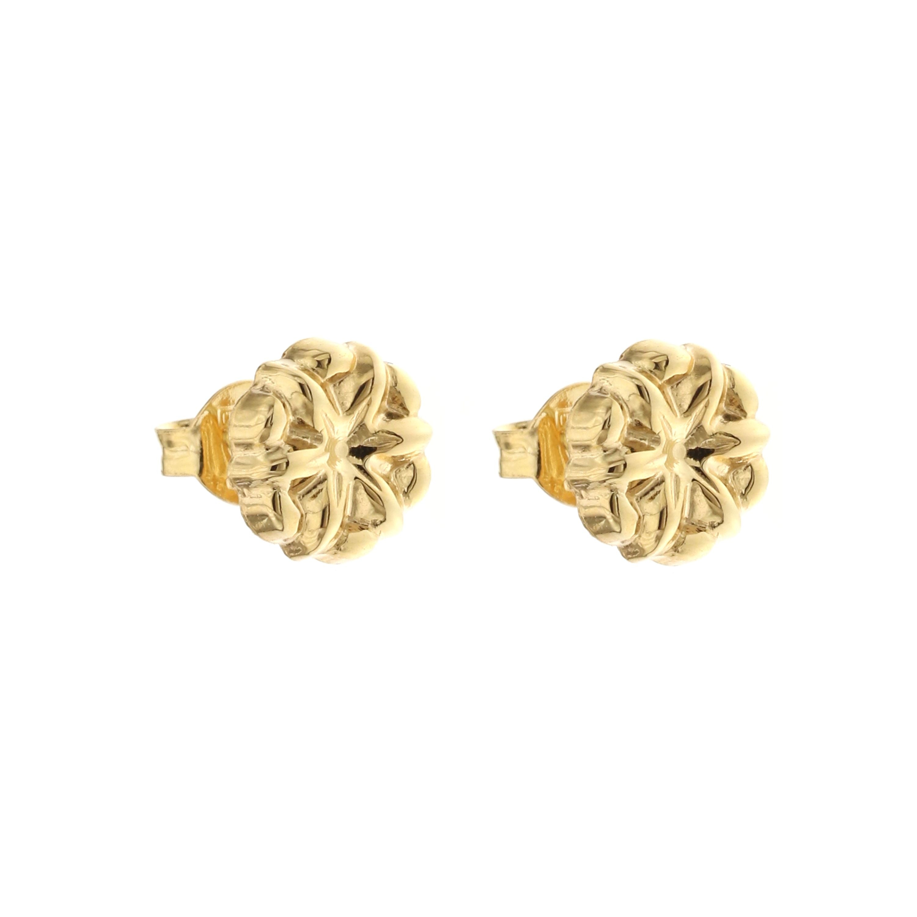 18K Italian Gold Flower Shaped earrings – SKU 803321703634