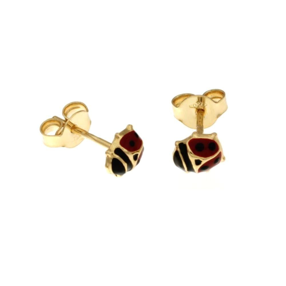 18K Italian Gold Ladybug shaped Earrings – SKU 803321708447