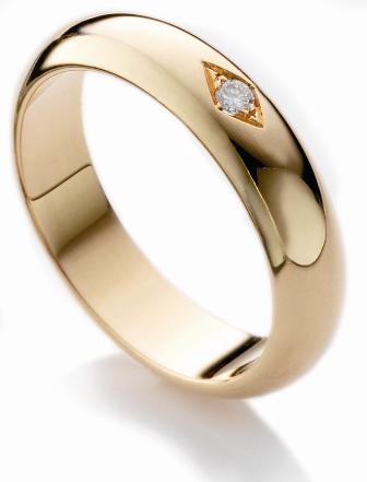 Wedding Band with Diamond (F7N) - 18K Gold - SKU 803321711624