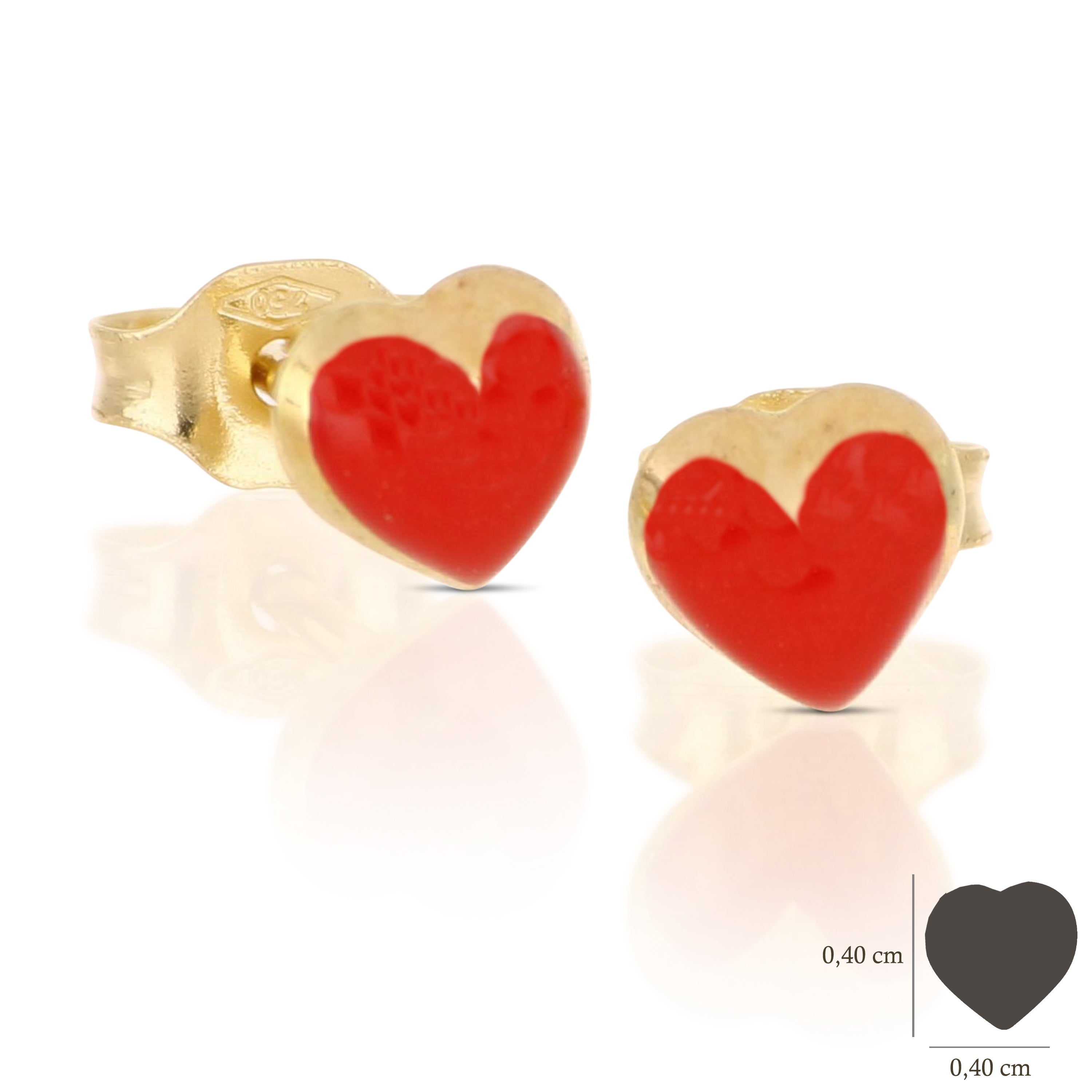 18K Italian Gold Heart shaped enamelled earrings – SKU 803321712437