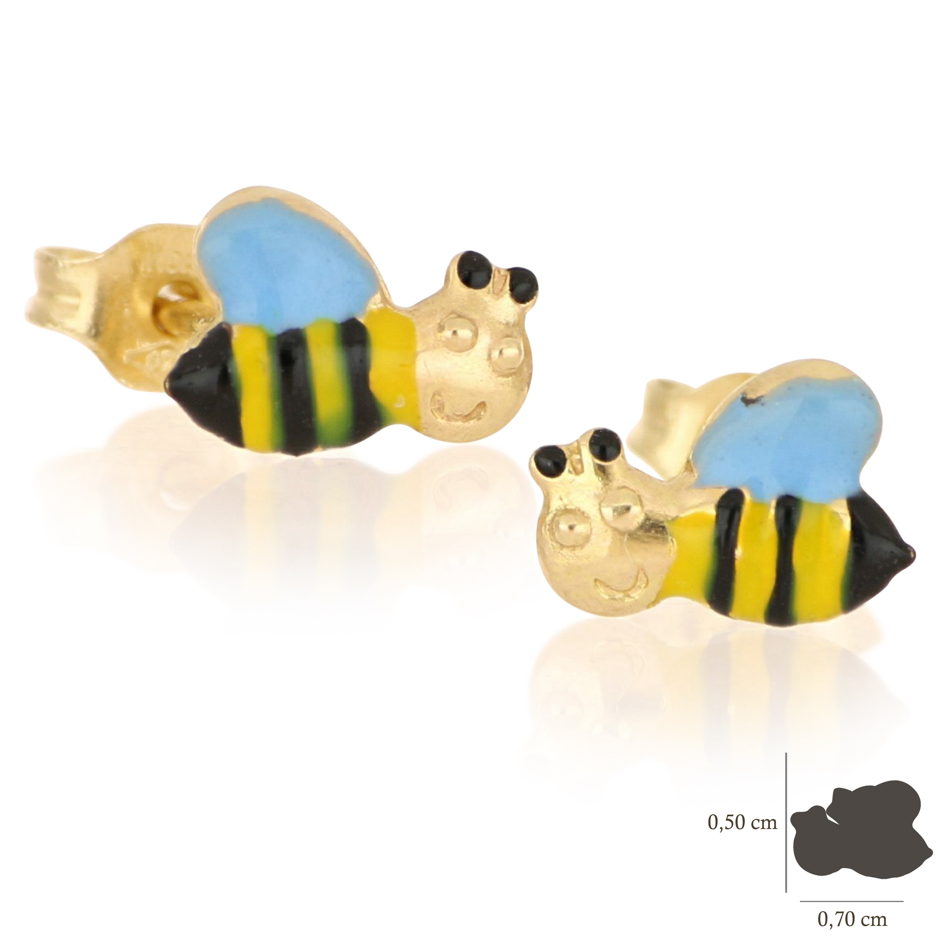 18K Italian Gold Bee Shaped enamelled earrings – SKU 803321712439