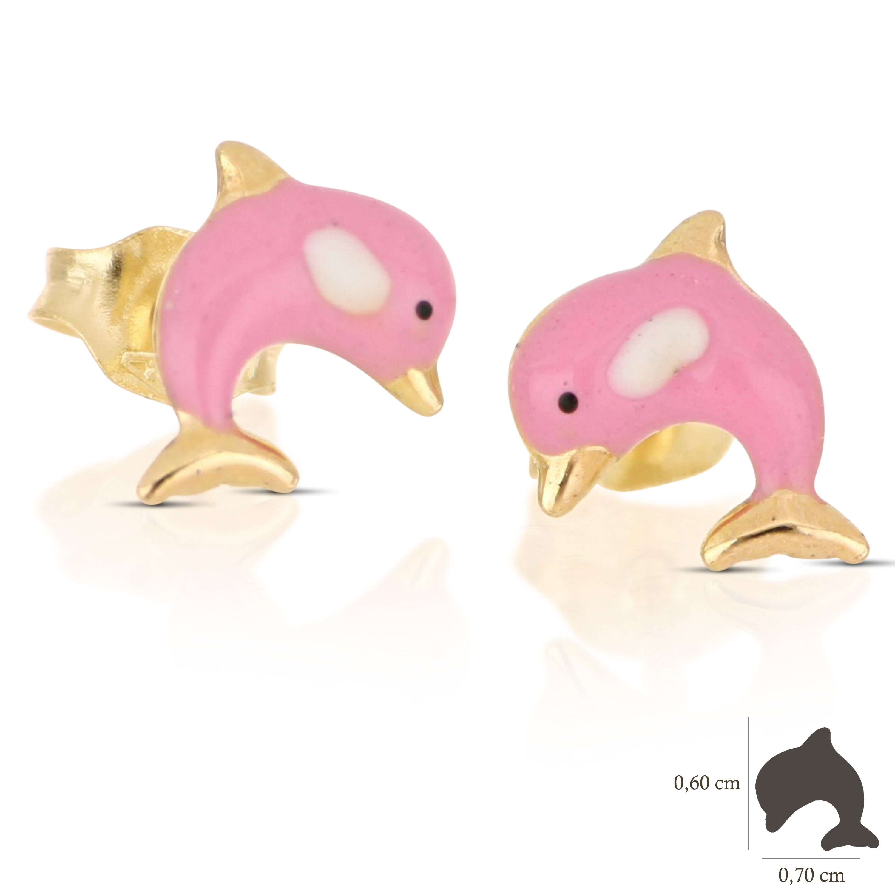 18K Italian Gold Dolphin shaped Earrings – SKU 803321713095