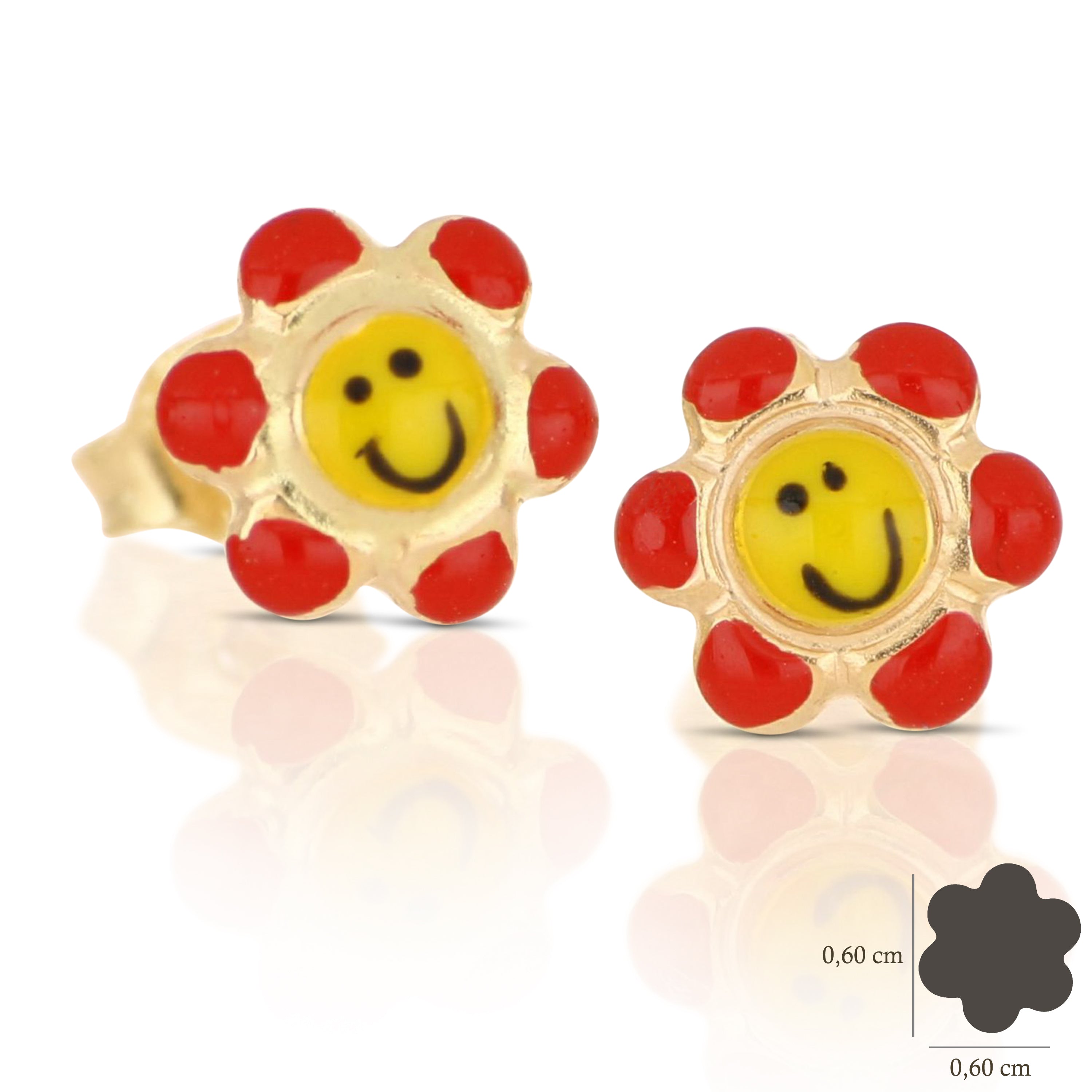 18K Italian Gold Flower Shaped enamelled earrings – SKU 803321713392