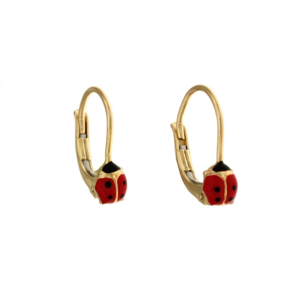 18K Italian Gold Ladybug shaped Earrings – SKU 803321716177