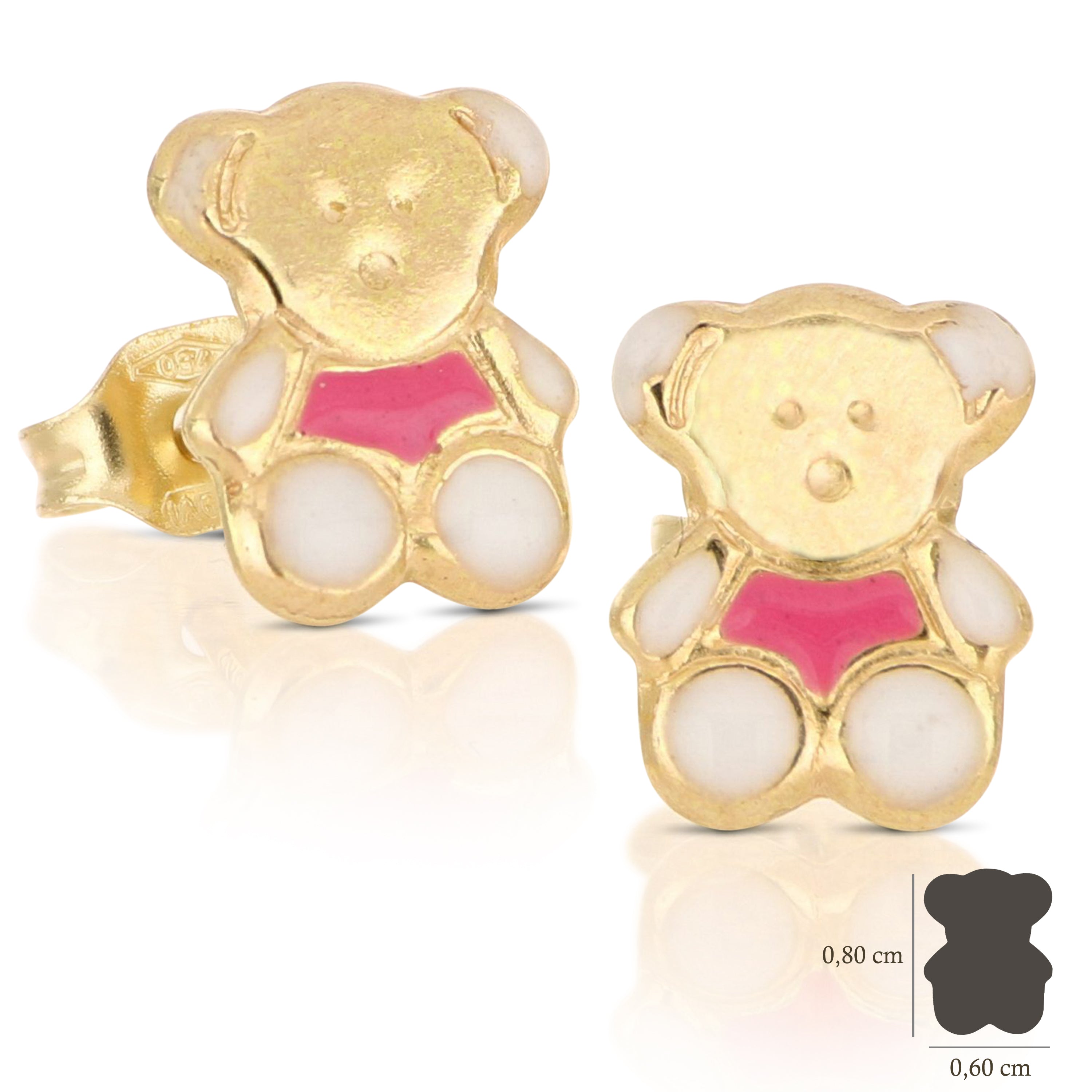 18K Italian Gold Bear shaped Earrings – SKU 803321716615