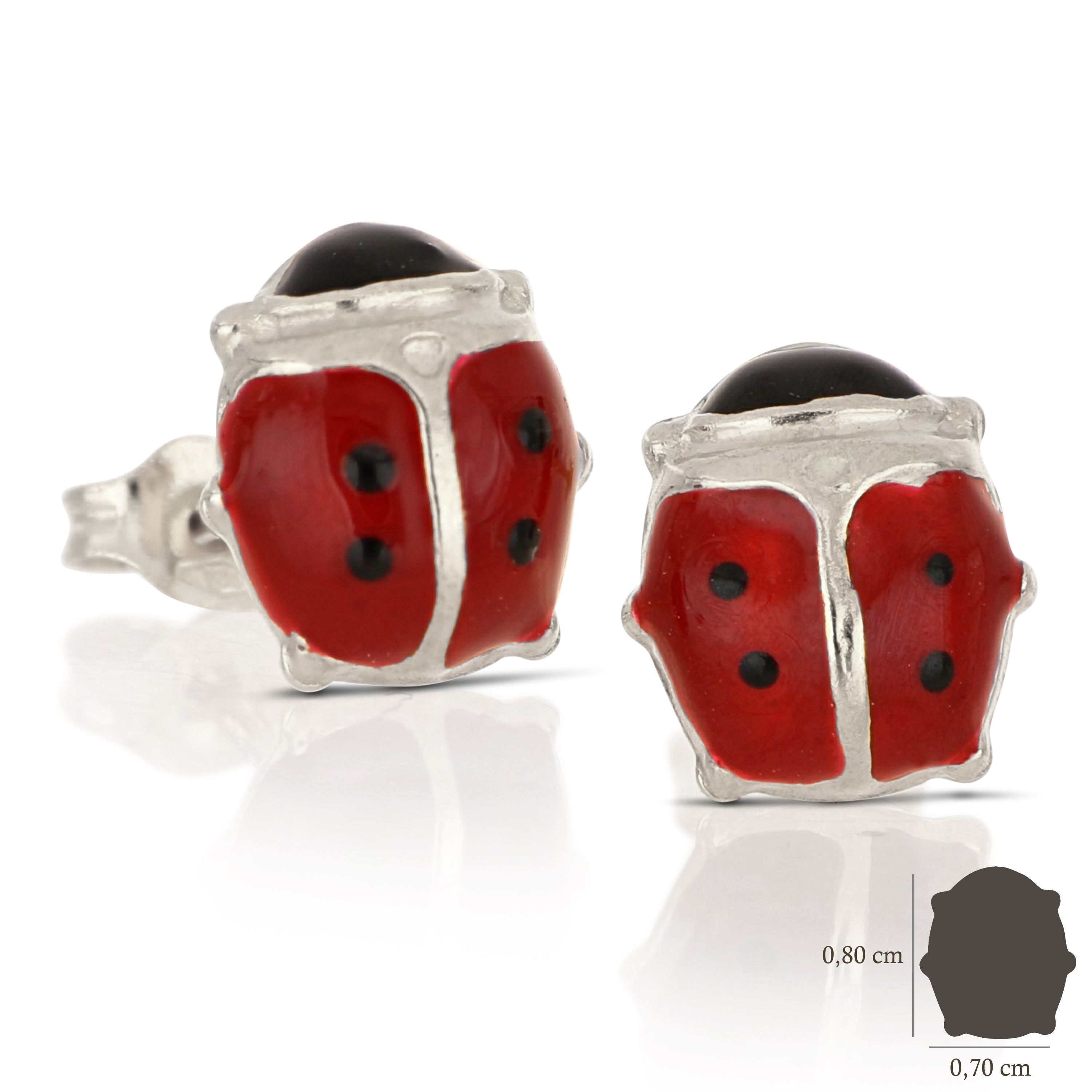 18K Italian Gold Ladybug shaped Earrings, size 3 – SKU 803321716617