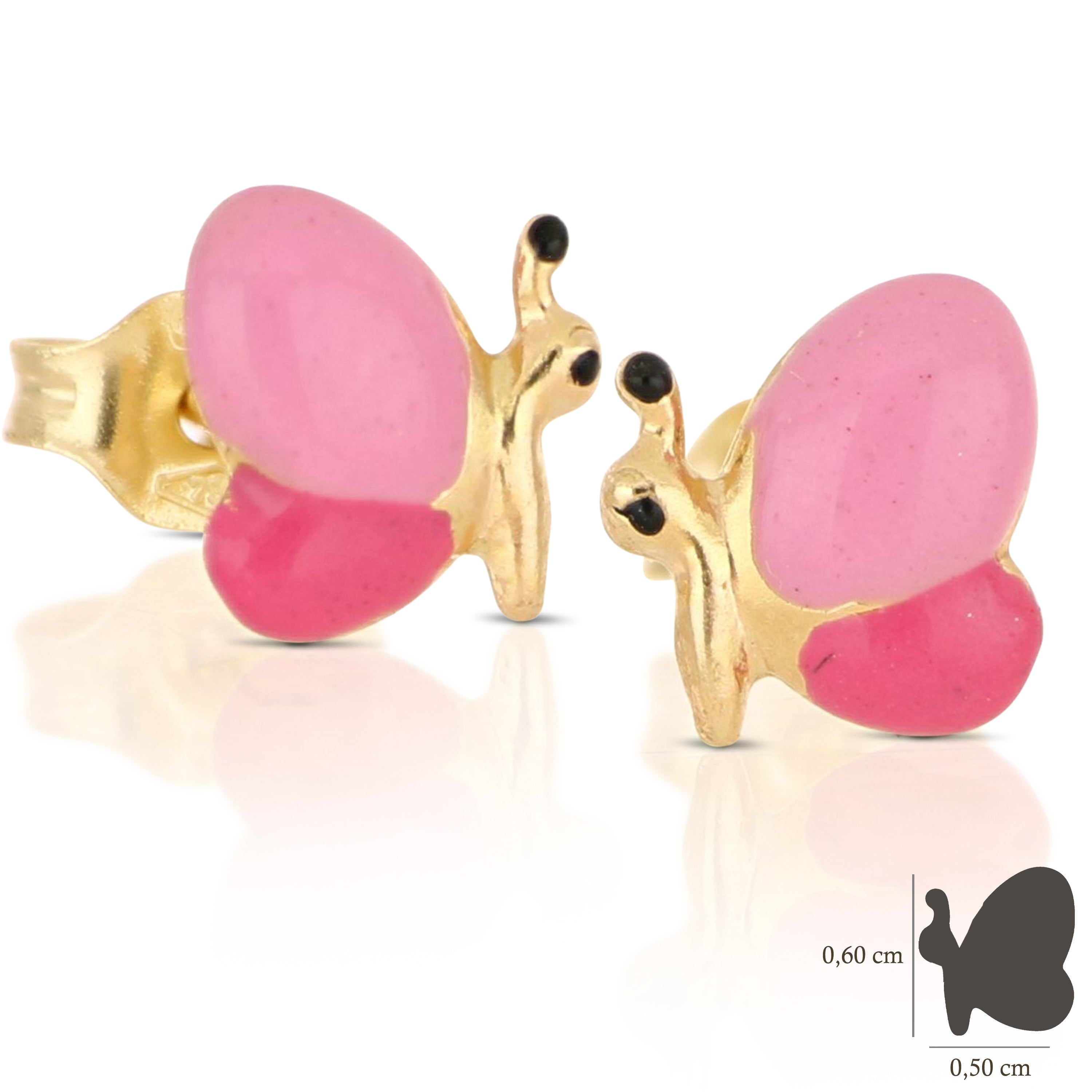 18K Italian Gold Butterfly shaped Earrings – SKU 803321716619