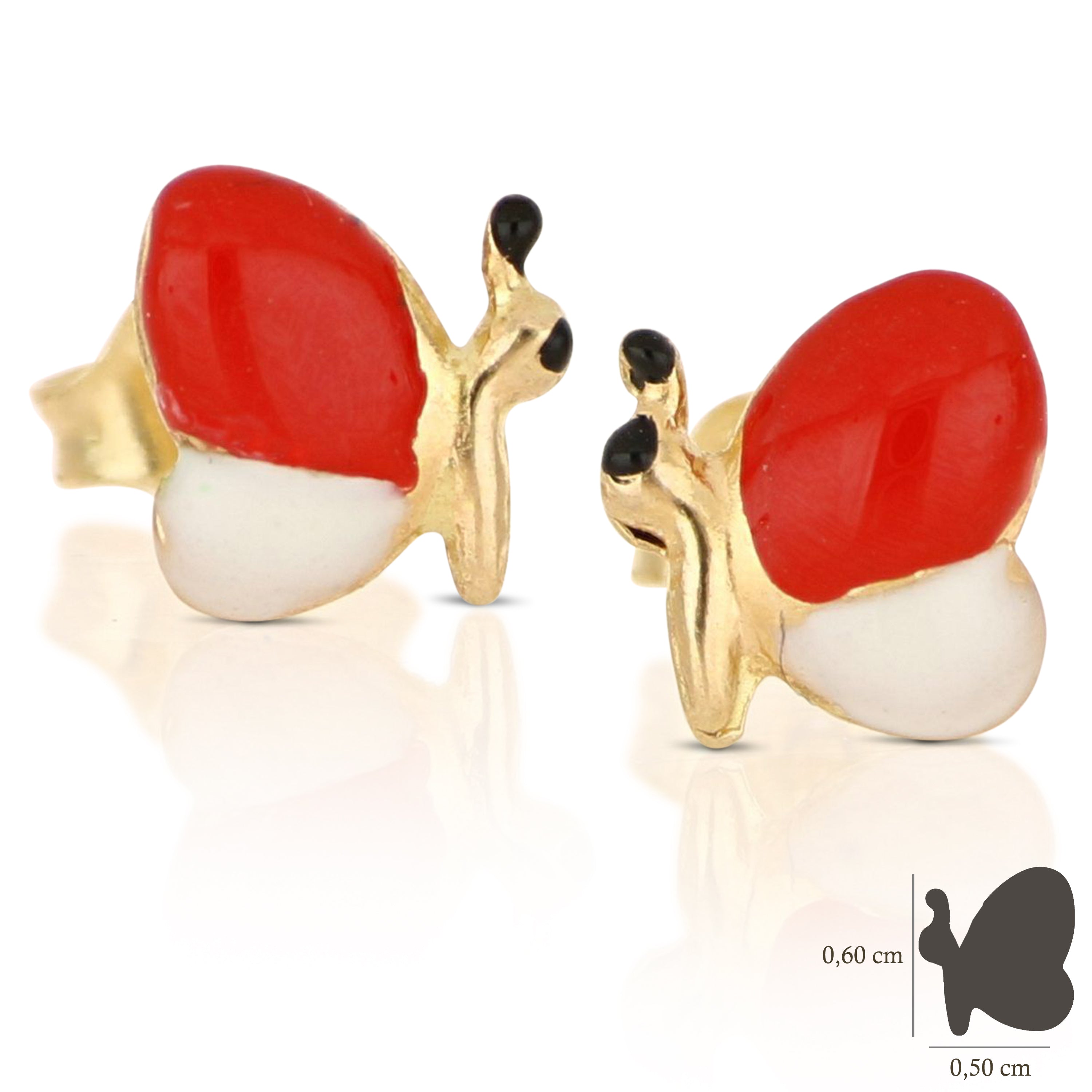 18K Italian Gold Butterfly shaped Earrings – SKU 803321716620