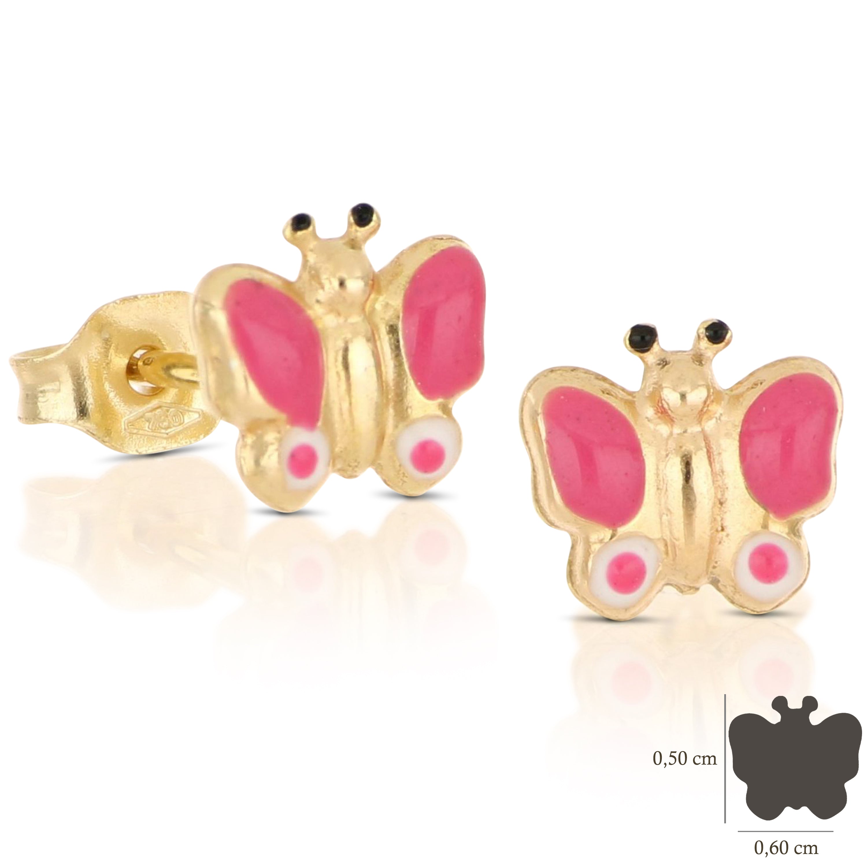 18K Italian Gold Butterfly shaped Earrings – SKU 803321716621