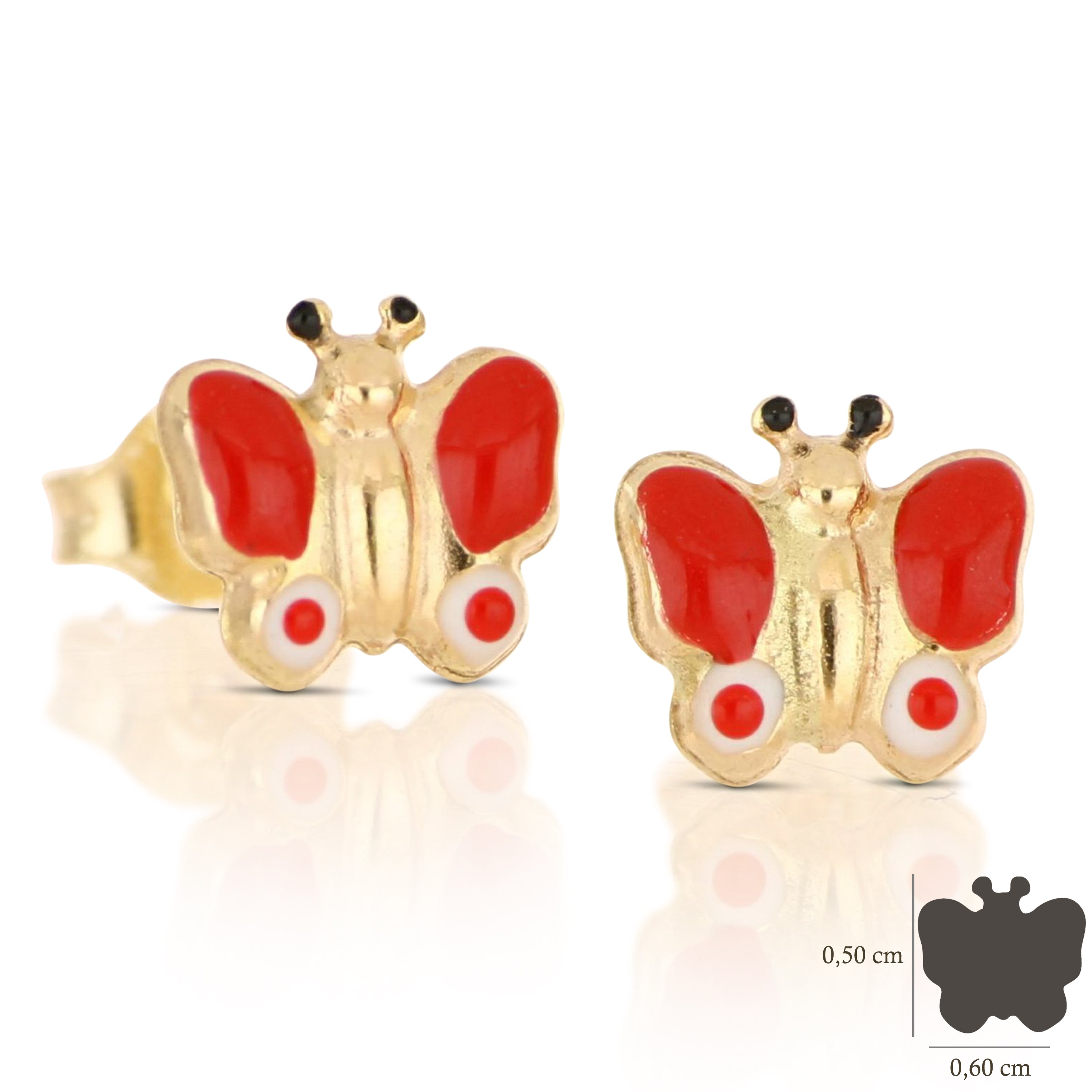 18K Italian Gold Butterfly shaped Earrings – SKU 803321716622