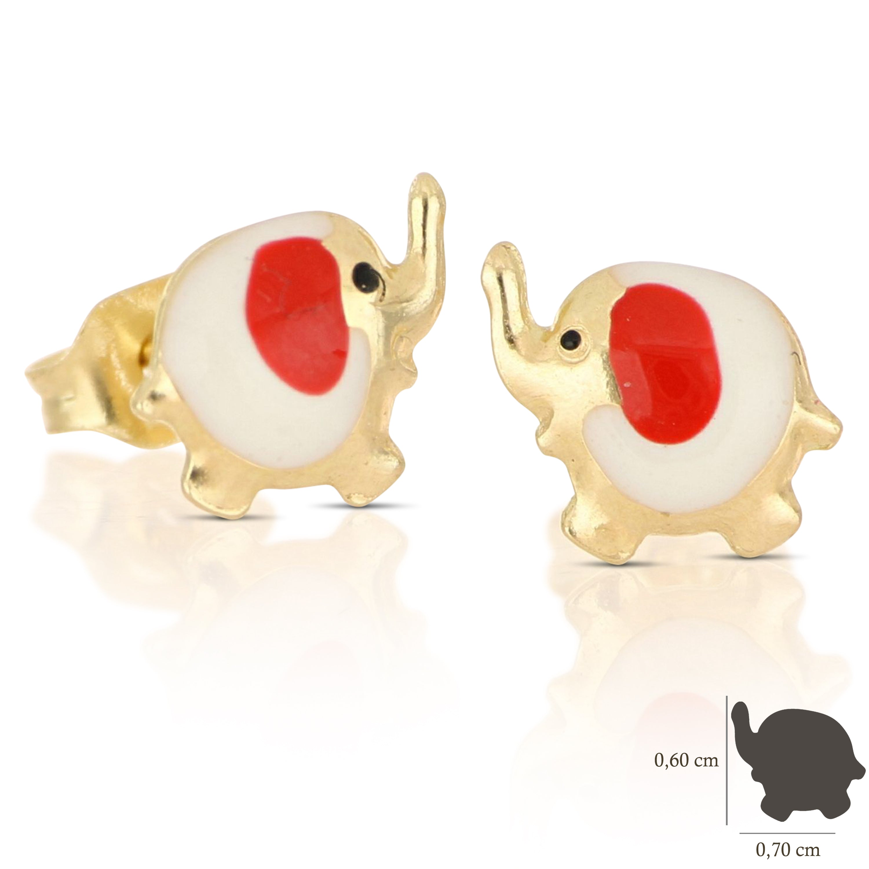18K Italian Gold Elephant shaped earrings – SKU 803321716625