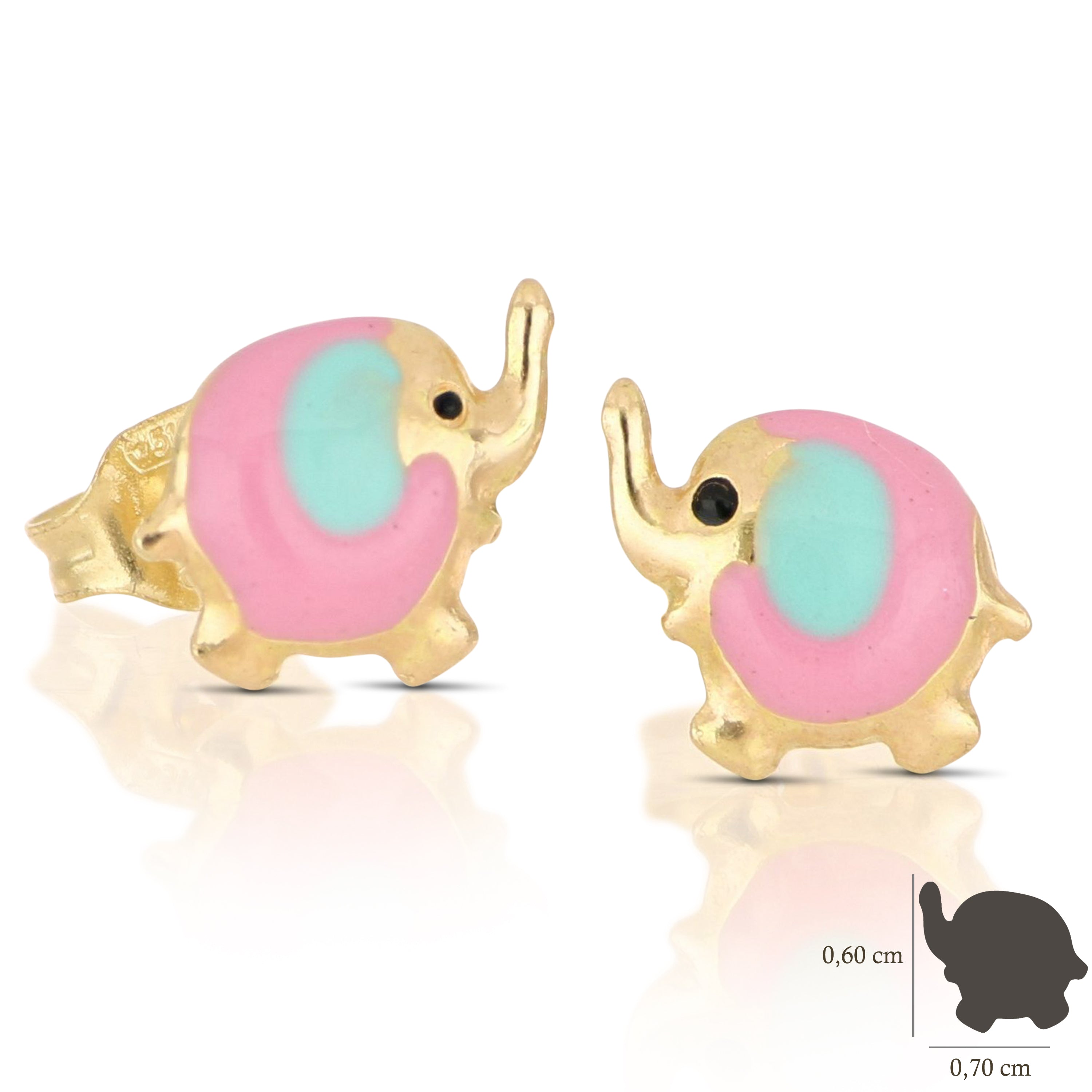 18K Italian Gold Elephant shaped earrings – SKU 803321716626