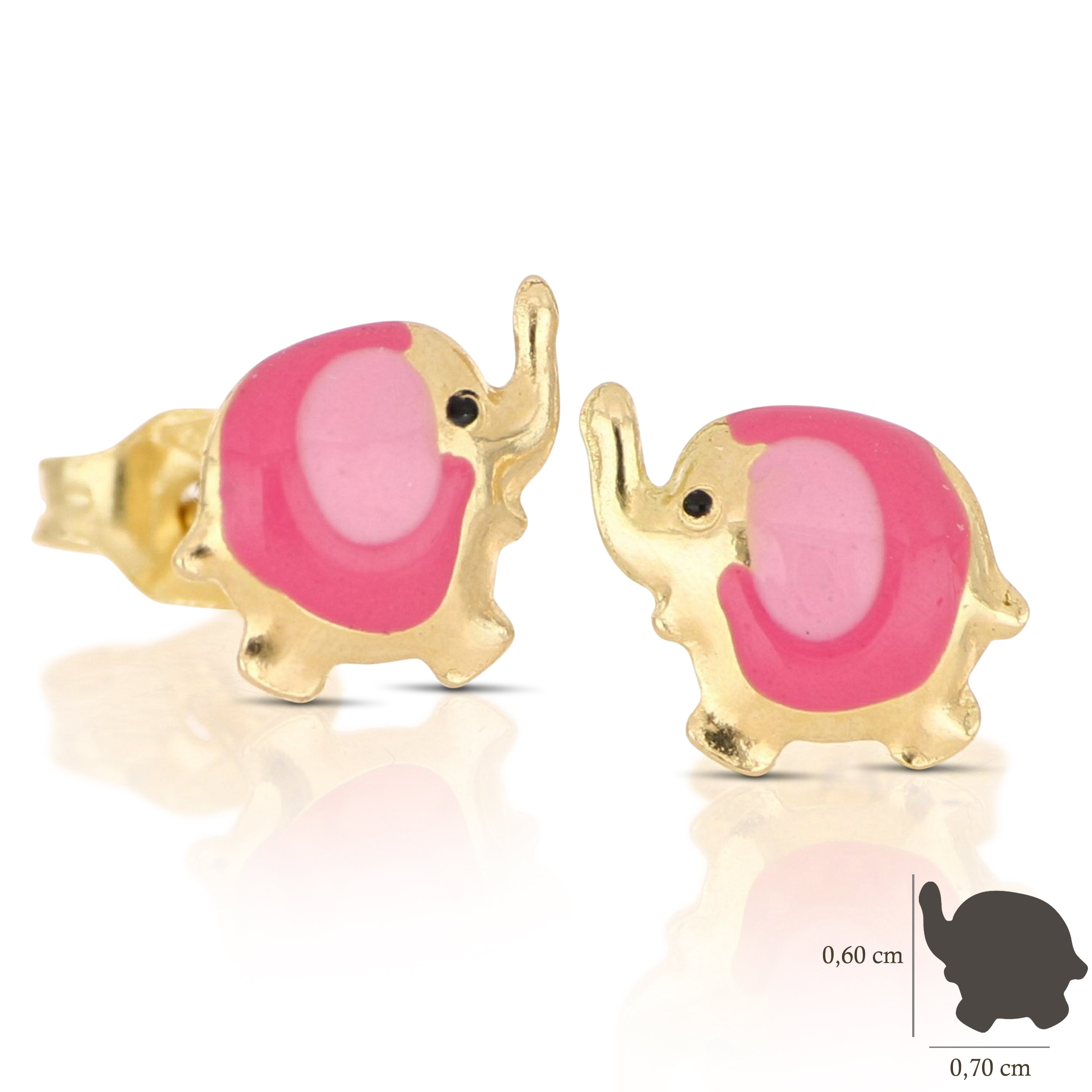 18K Italian Gold Elephant shaped earrings – SKU 803321716627