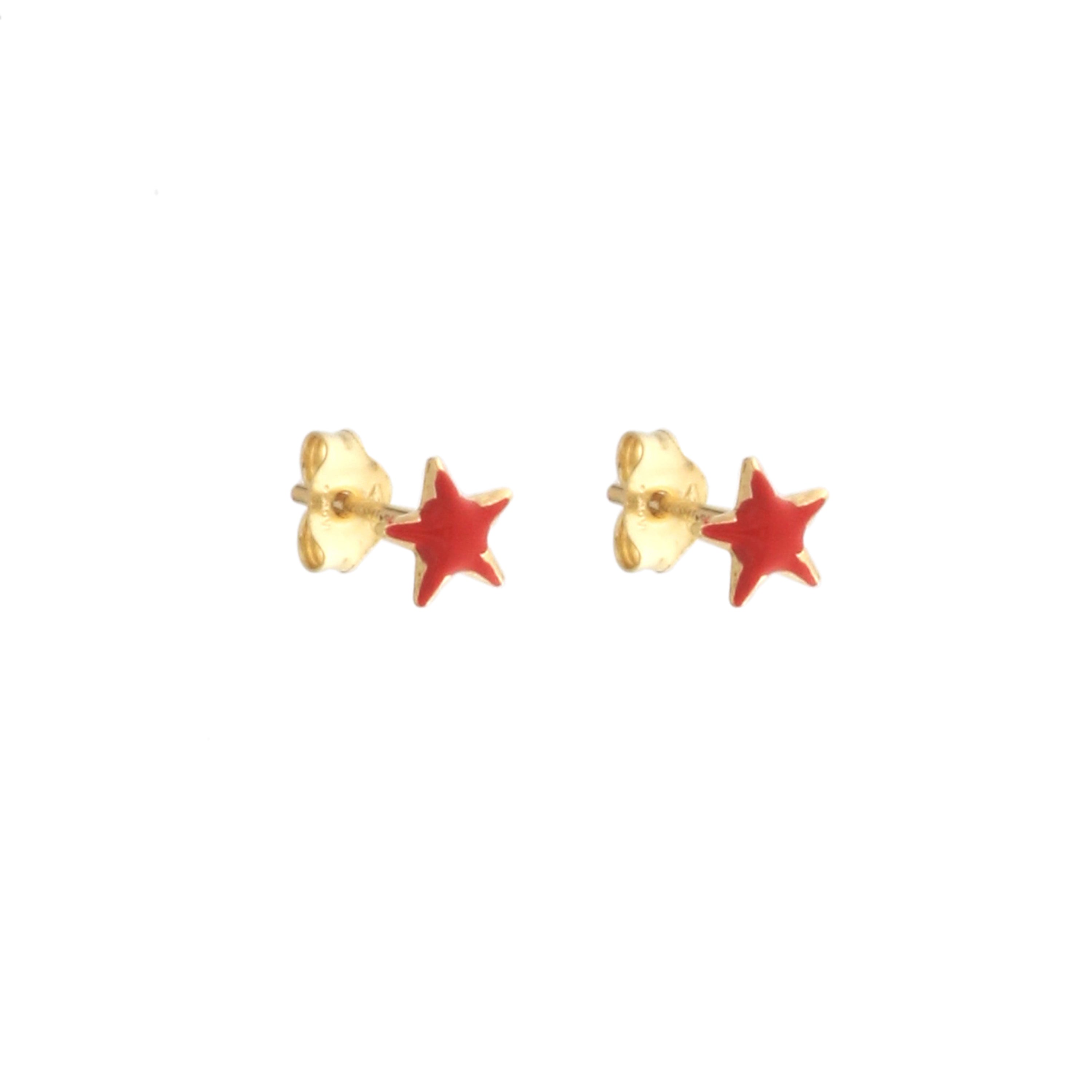 18K Italian Gold Star shaped earrings – SKU 803321716628
