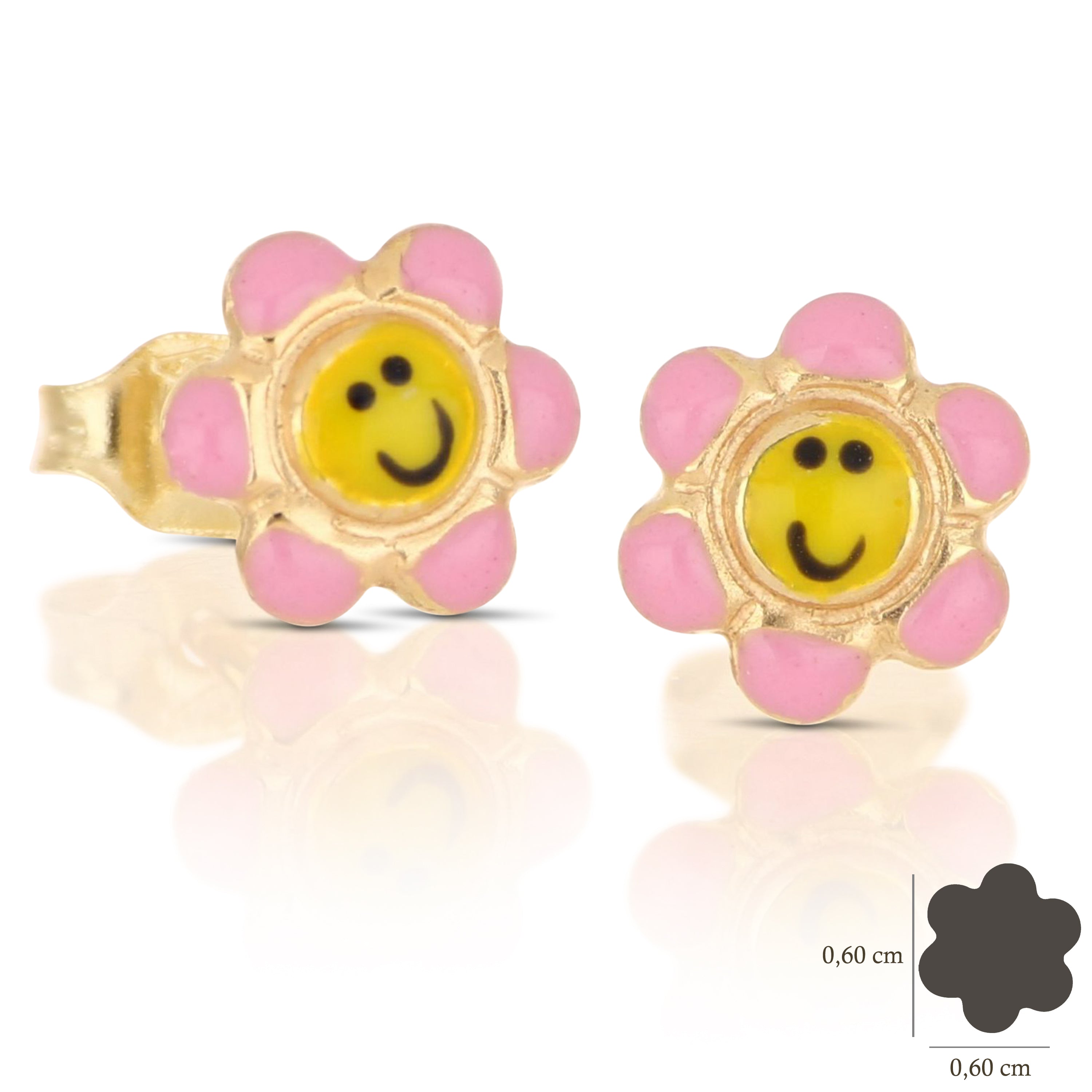 18K Italian Gold Flower Shaped enamelled earrings – SKU 803321716634