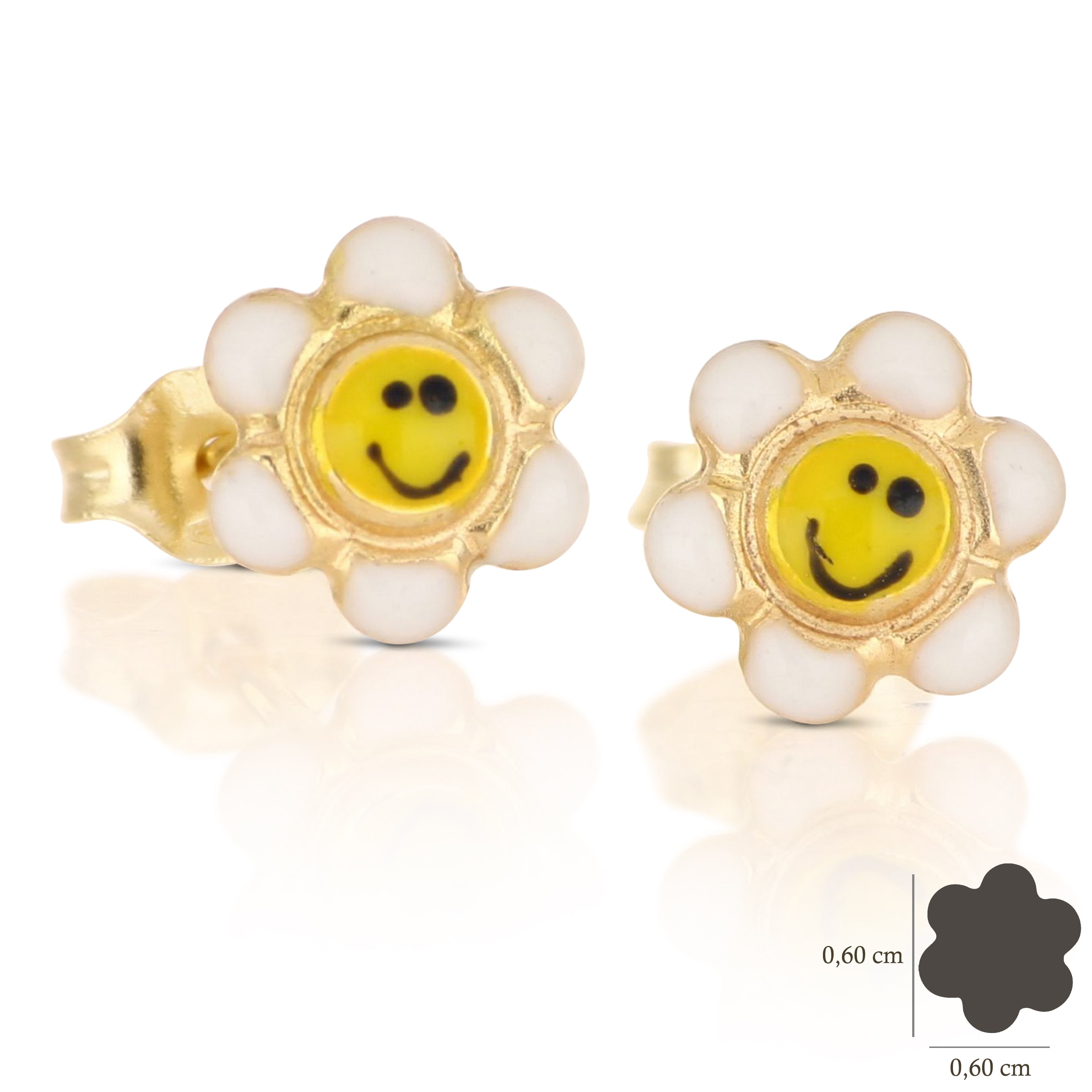 18K Italian Gold Flower shaped earrings – SKU 803321716635