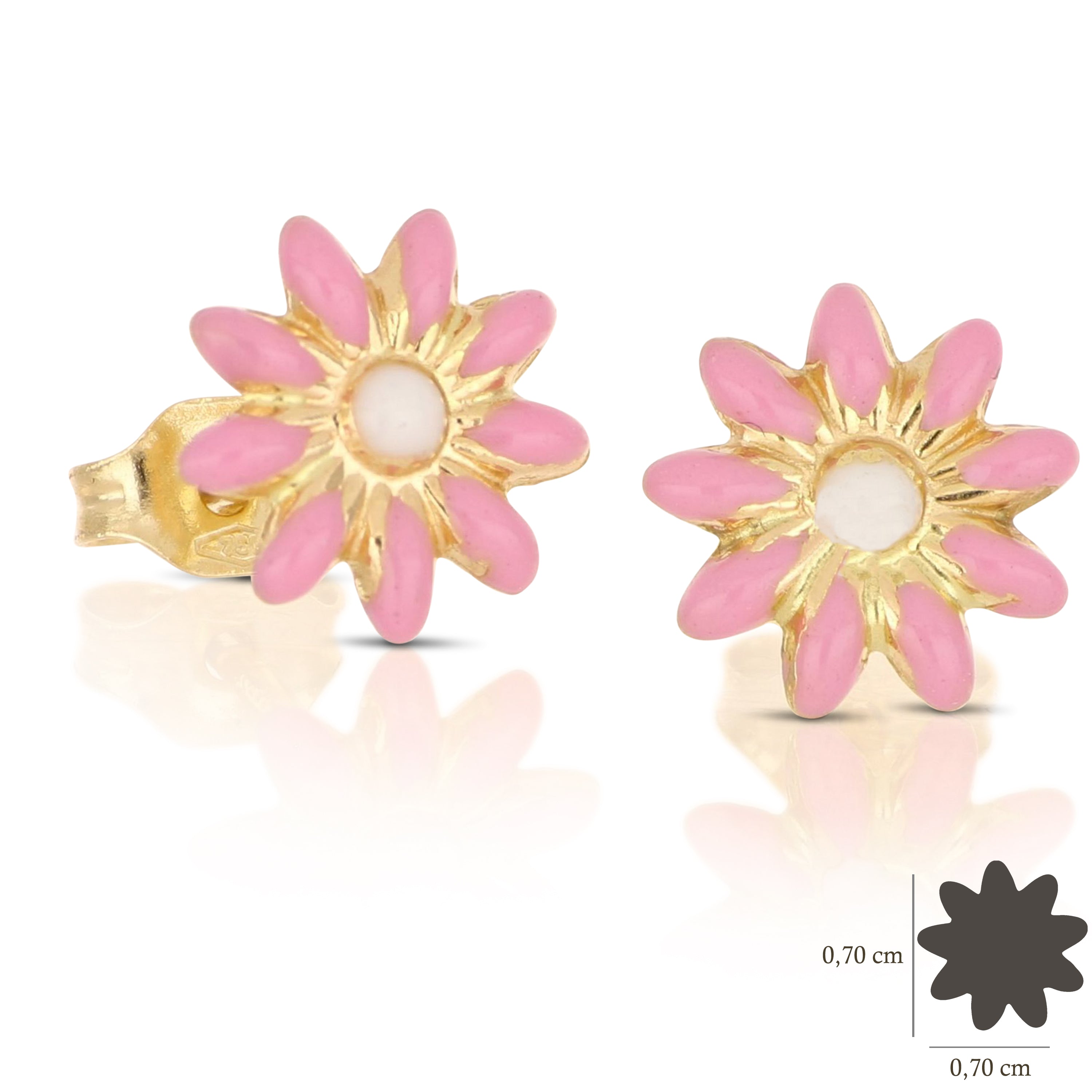 18K Italian Gold Flower Shaped enamelled earrings – SKU 803321716643
