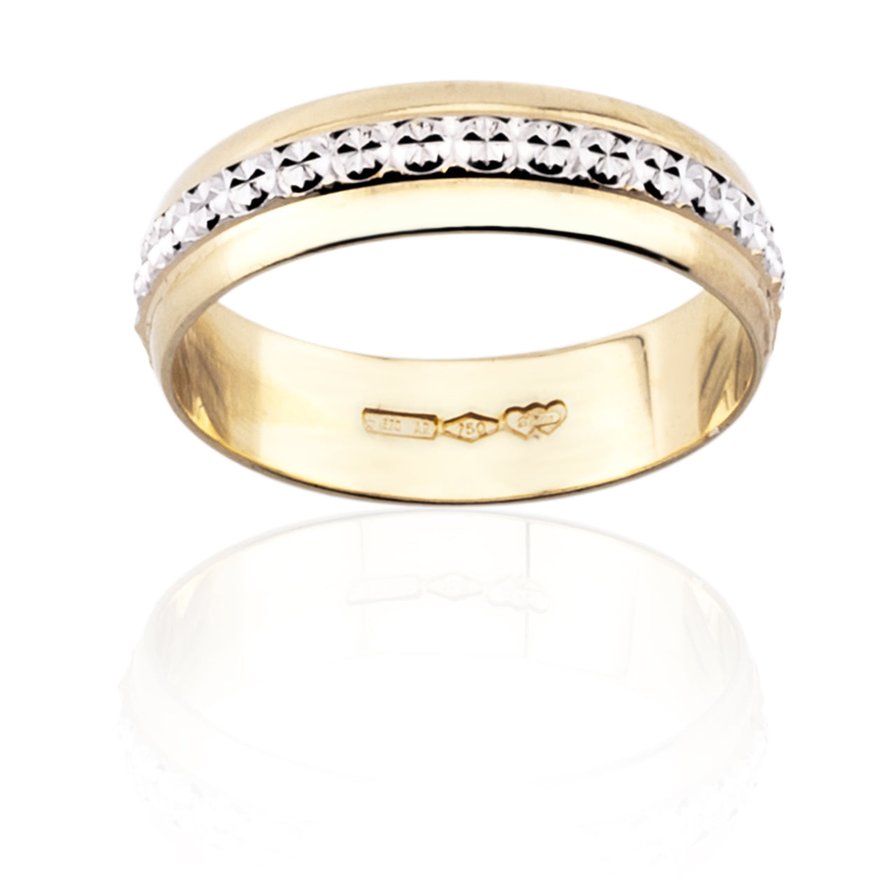 FDB41 M6 BC Diamond-Cut Wedding Band - 18K Gold - SKU 803321725106