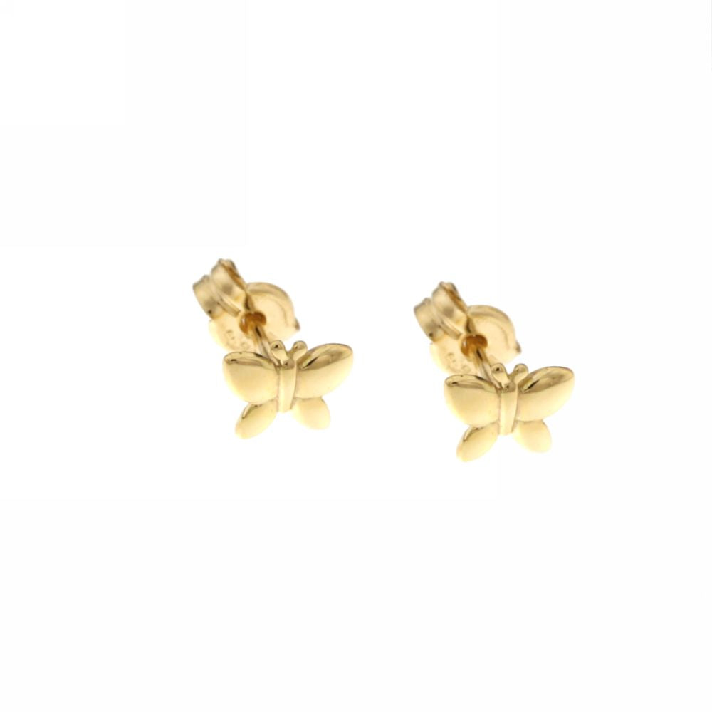 18K Italian Gold Butterfly shaped plain earrings – SKU 803321728716