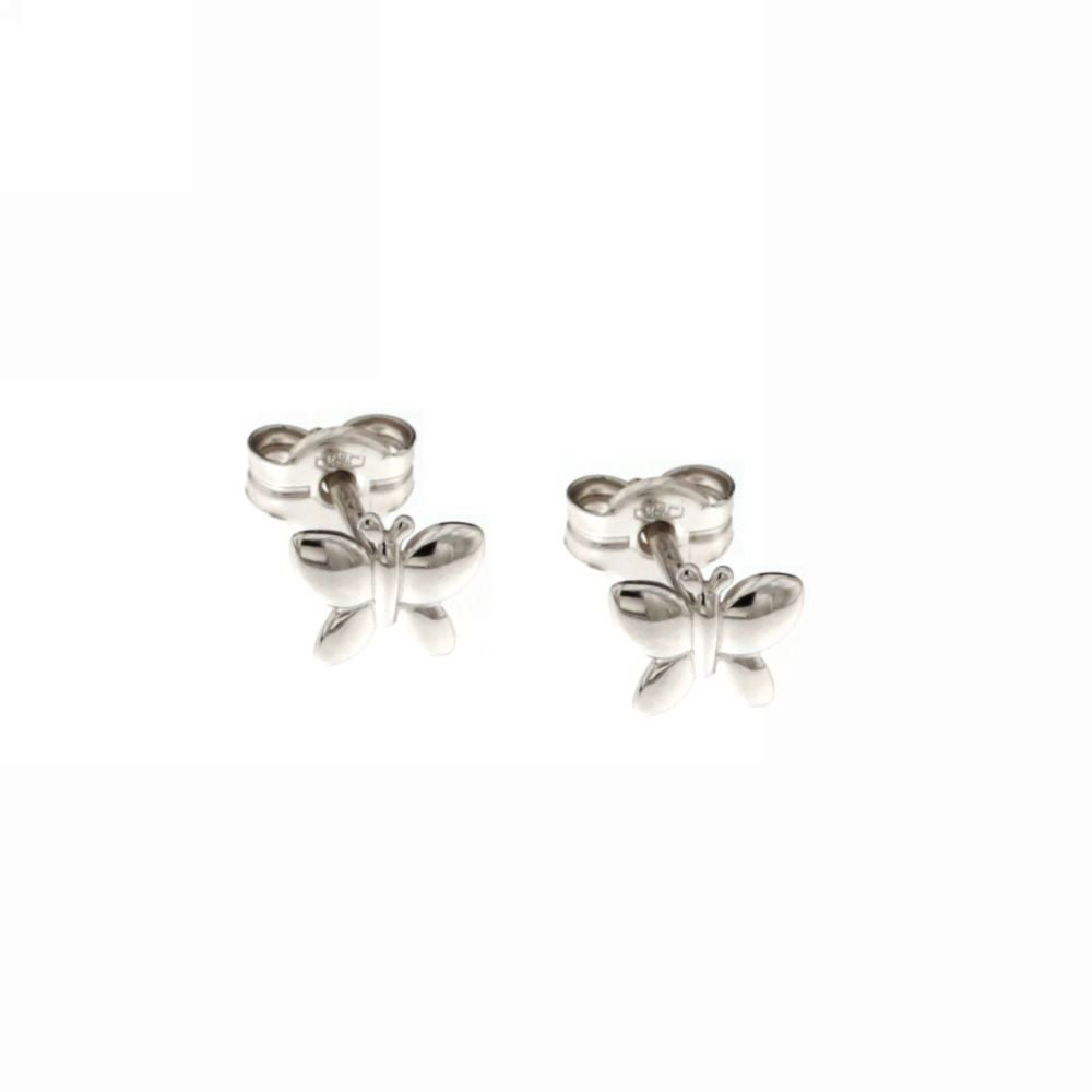 18K Italian Gold Butterfly shaped plain earrings – SKU 803321728717