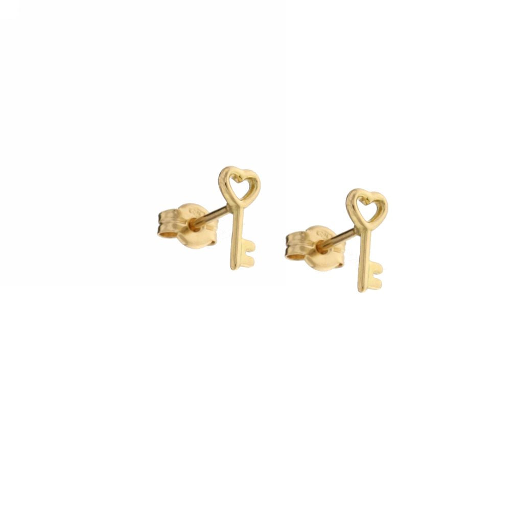 18K Italian Gold Key shaped earrings – SKU 803321728726