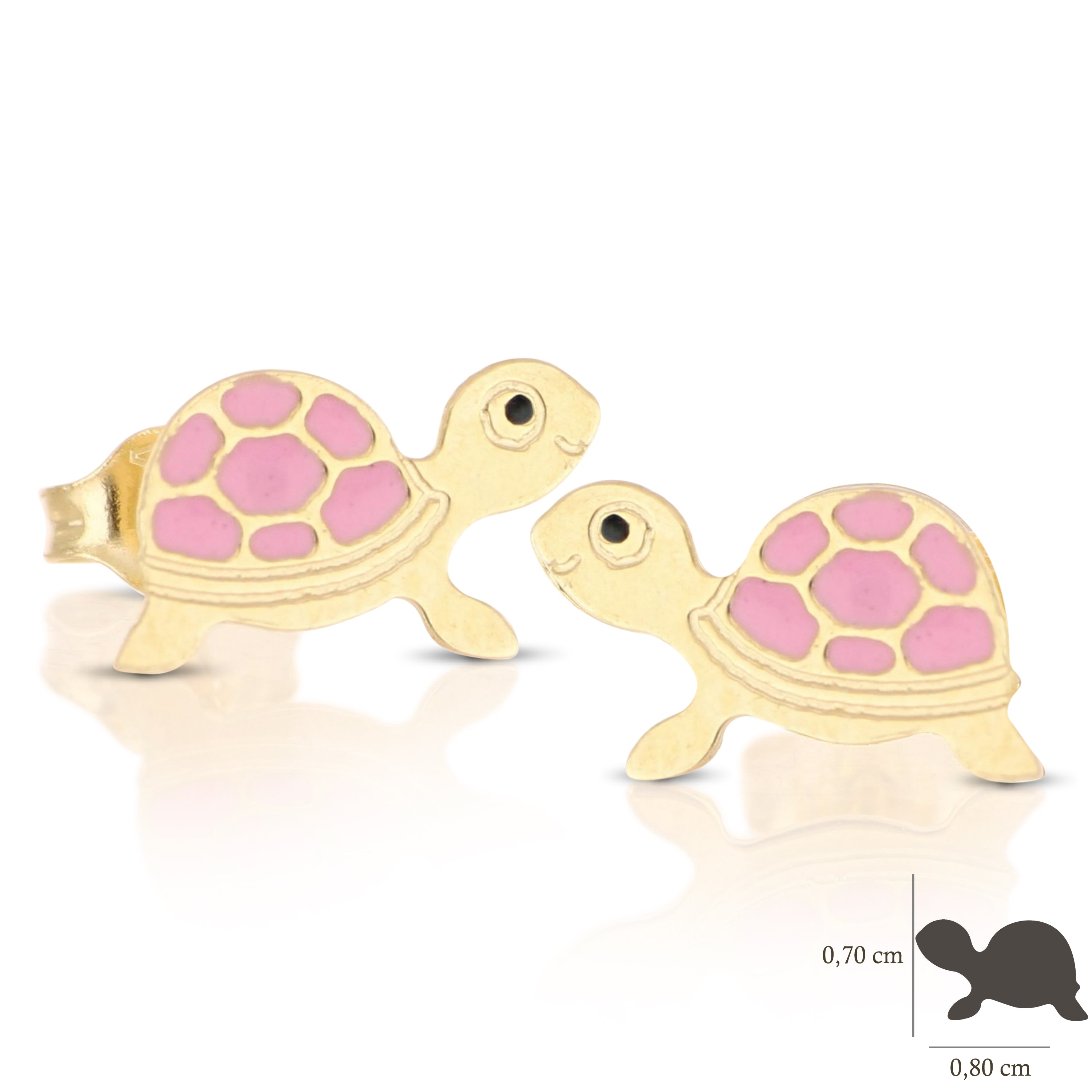 18K Italian Gold Turtle Shaped enamelled earrings – SKU 803321729101