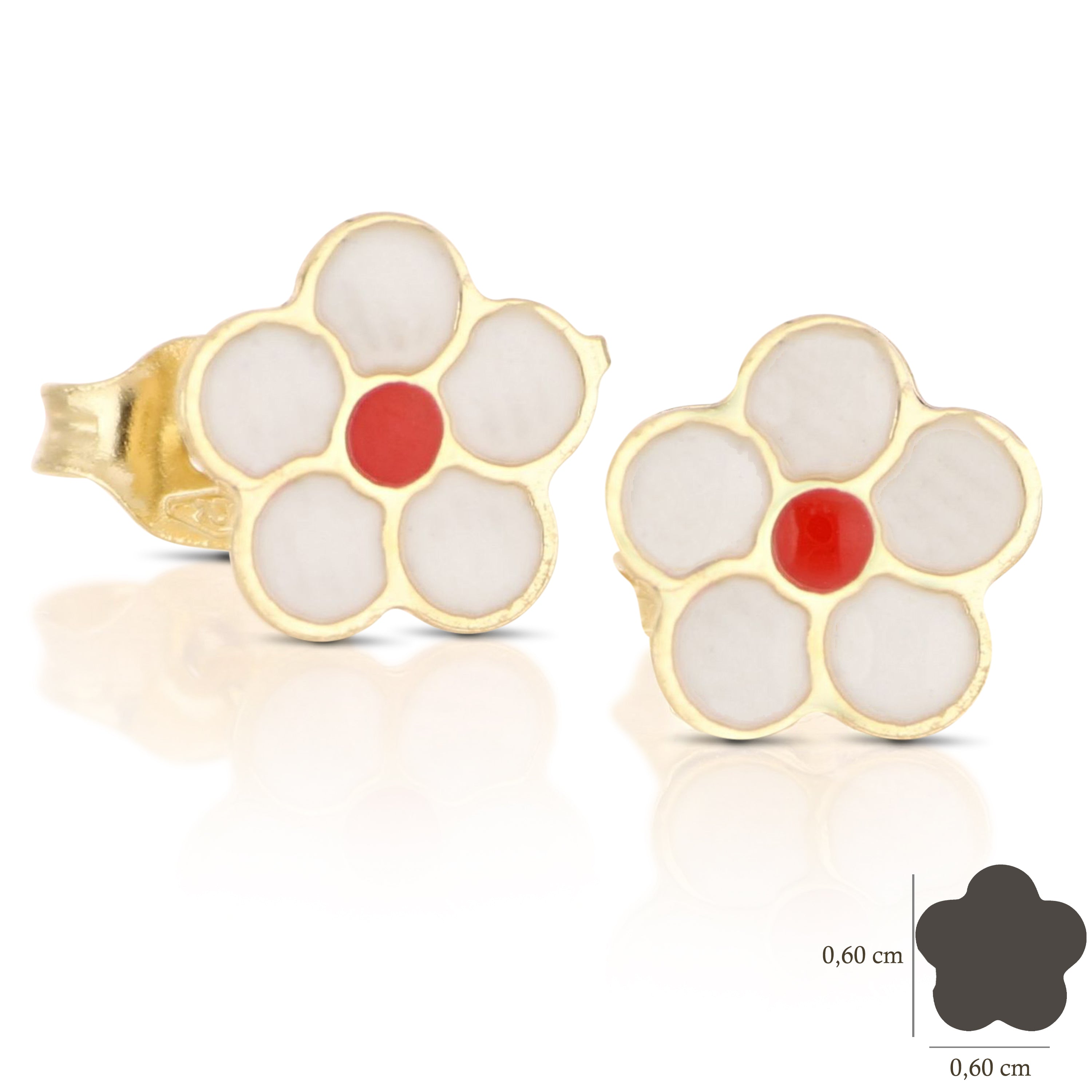 18K Italian Gold Flower Shaped enamelled earrings – SKU 803321729105