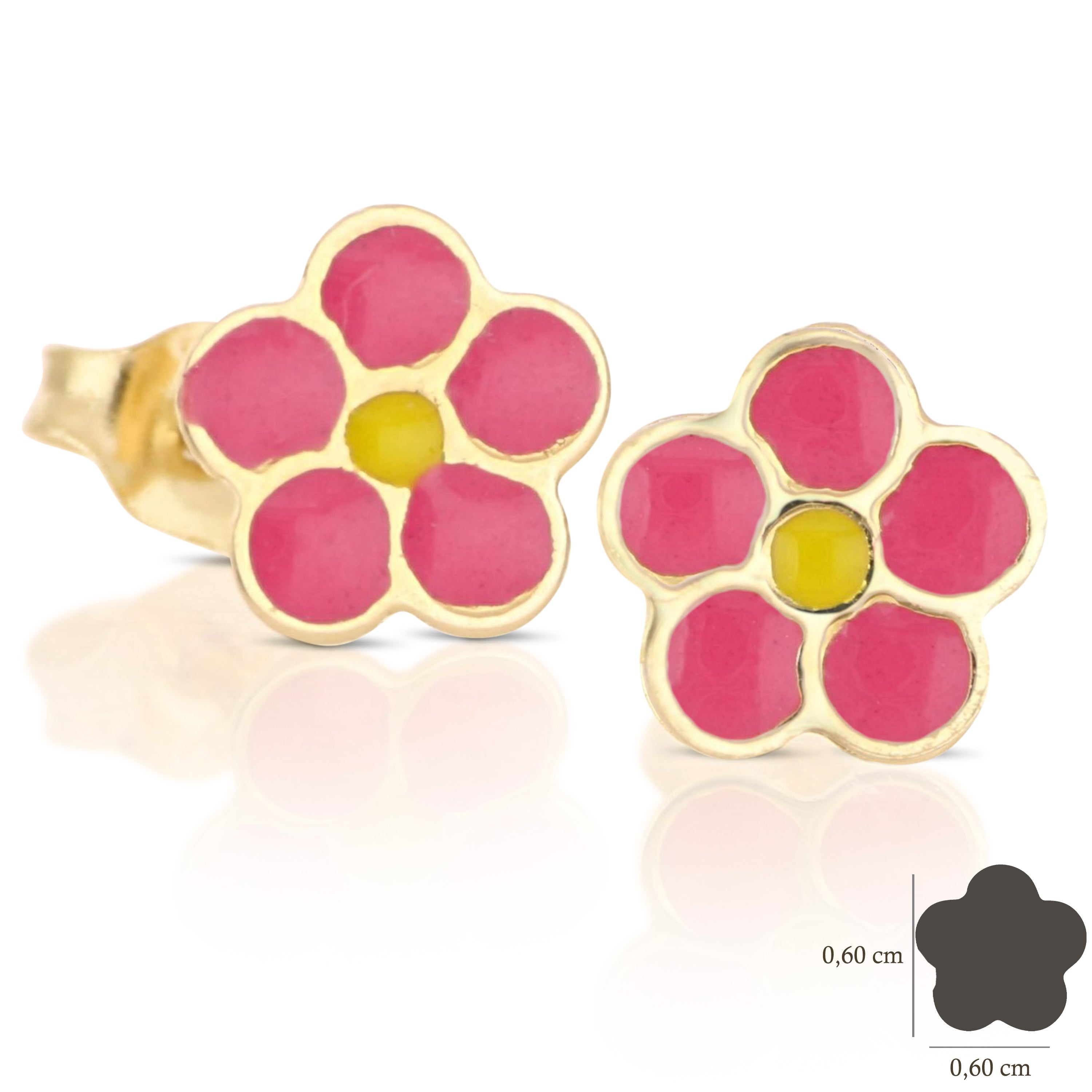18K Italian Gold Flower Shaped enamelled earrings – SKU 803321729106