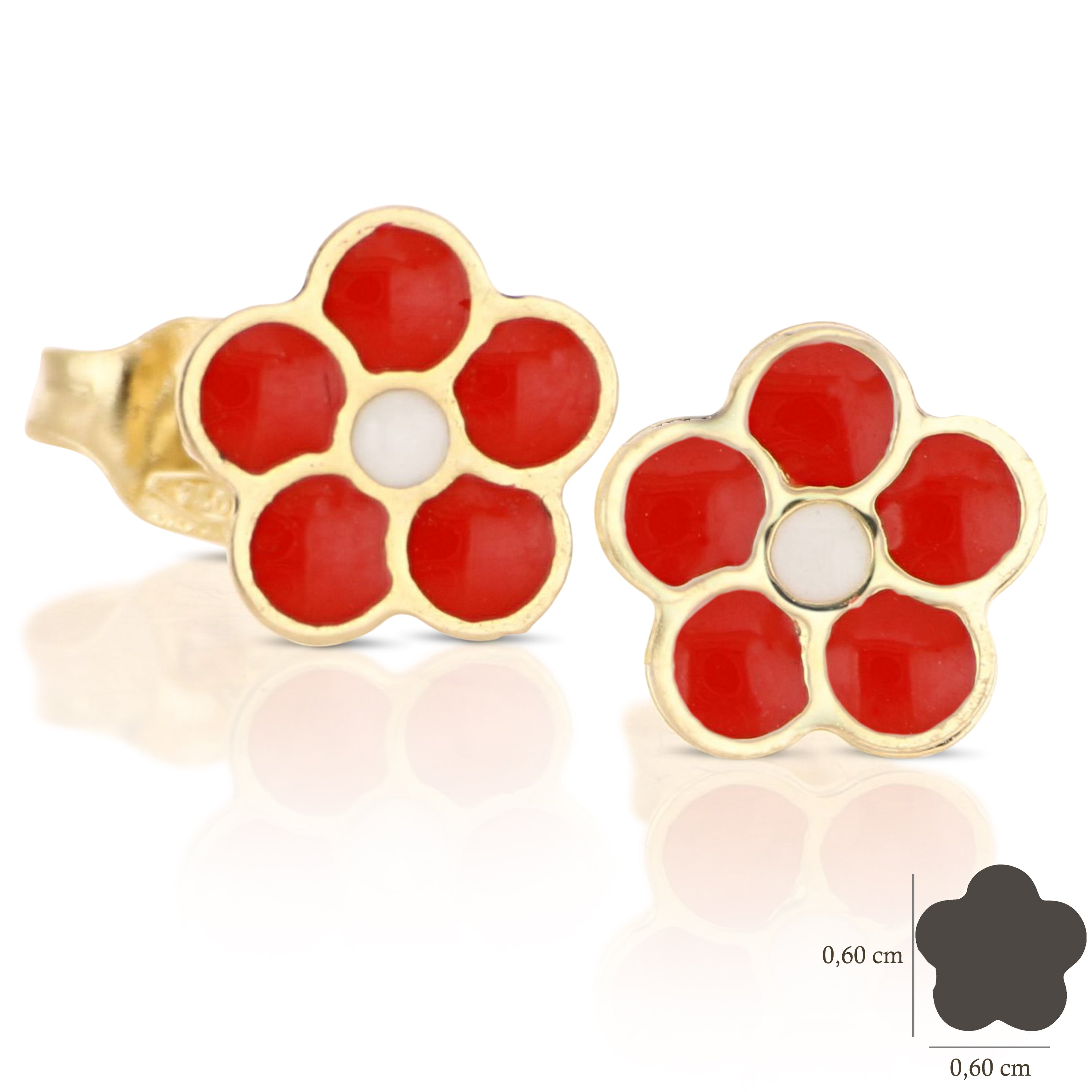 18K Italian Gold Flower Shaped enamelled earrings – SKU 803321729107