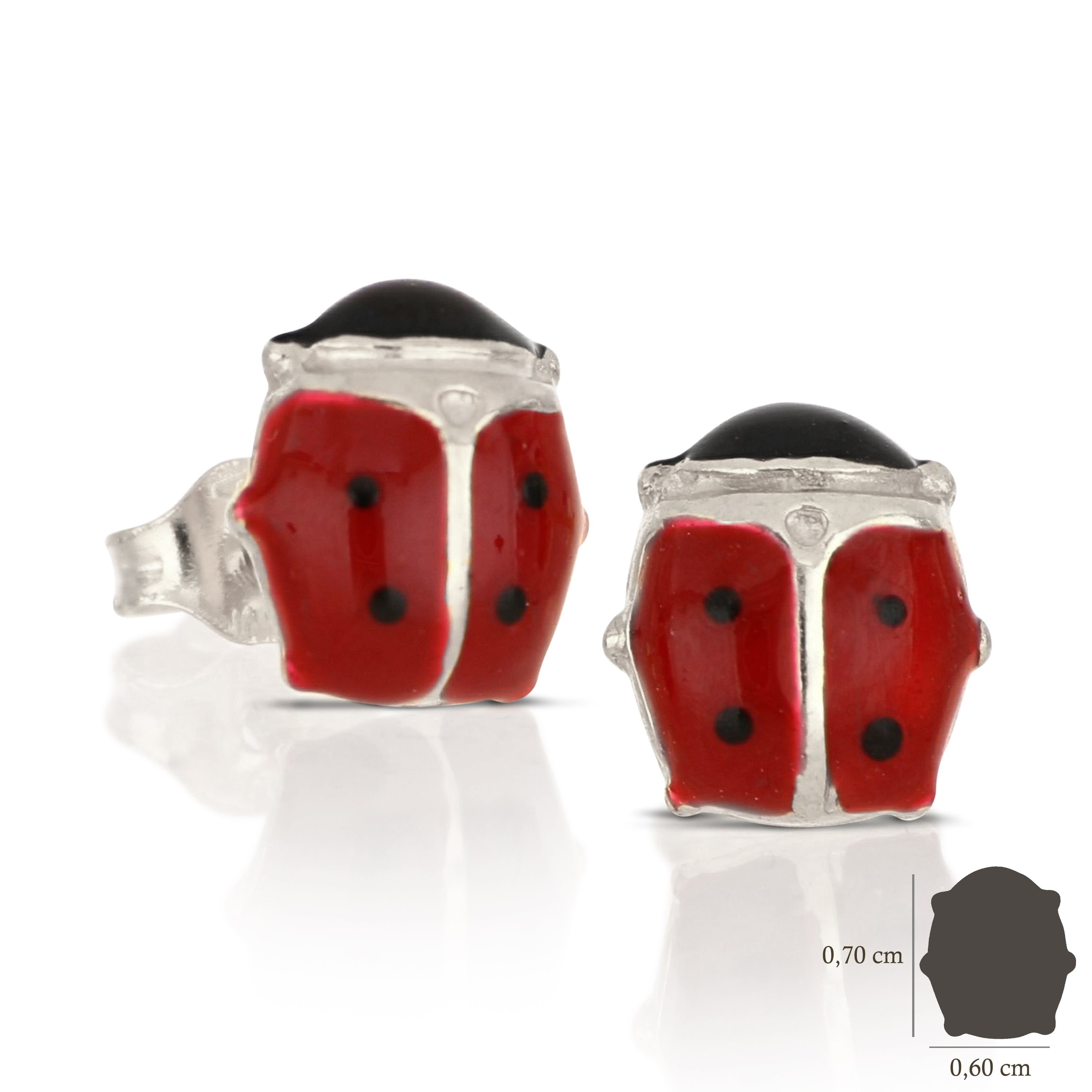 18K Italian Gold Ladybug shaped Earrings, size 2 – SKU 803321729109