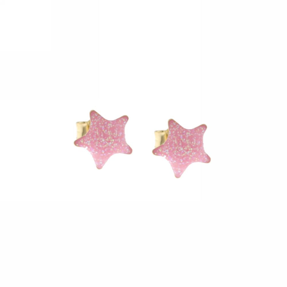 18K Italian Gold Star shaped earrings – SKU 803321729112