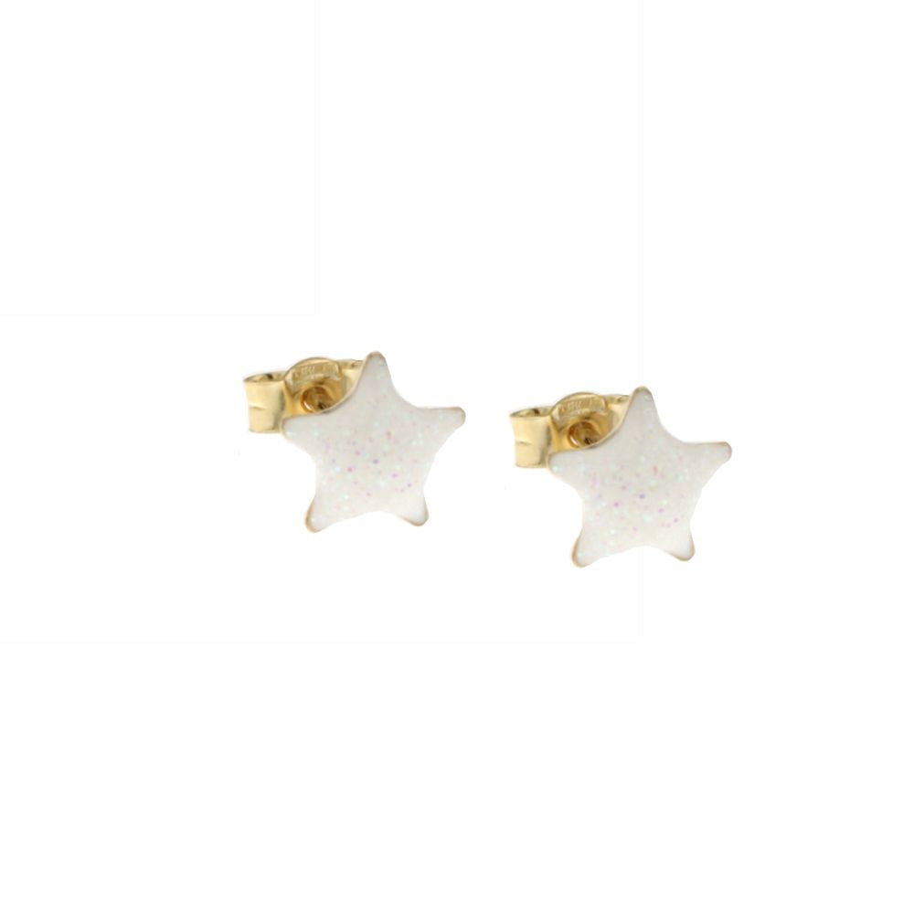 18K Italian Gold Star shaped earrings – SKU 803321729113