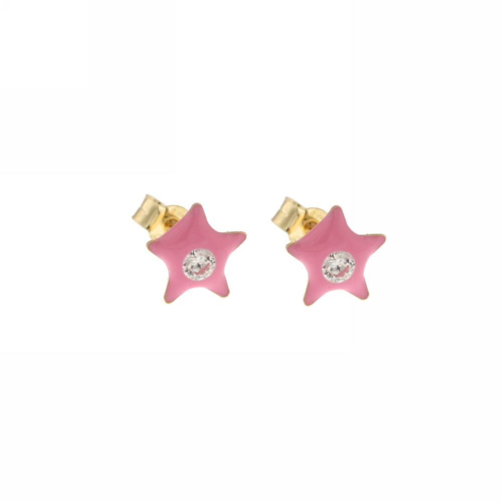 18K Italian Gold Star shaped earrings – SKU 803321729116