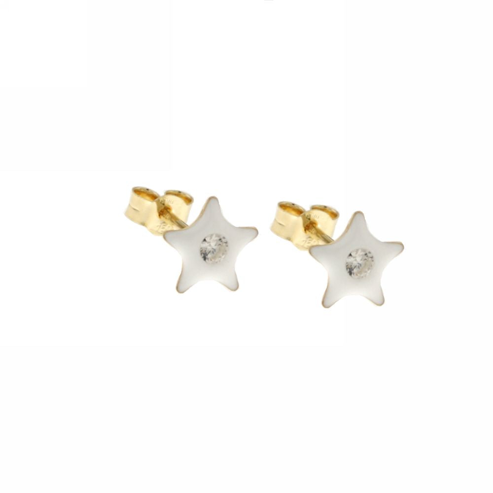 18K Italian Gold Star shaped earrings – SKU 803321729117
