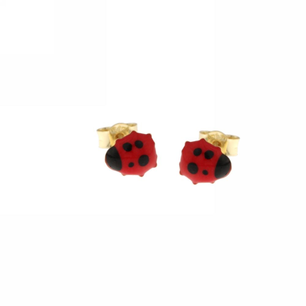 18K Italian Gold Ladybug shaped Earrings – SKU 803321729118