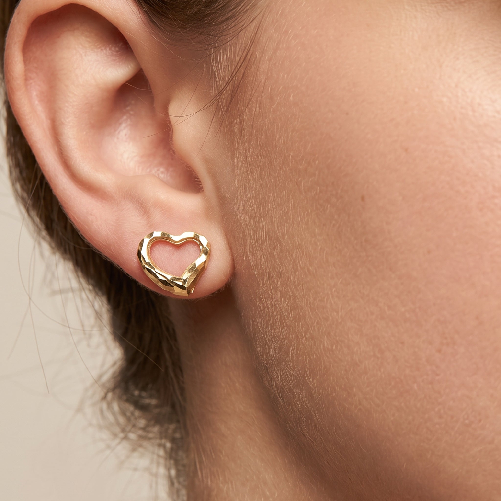 18K Italian Gold Heart shaped earrings – SKU 803321729875