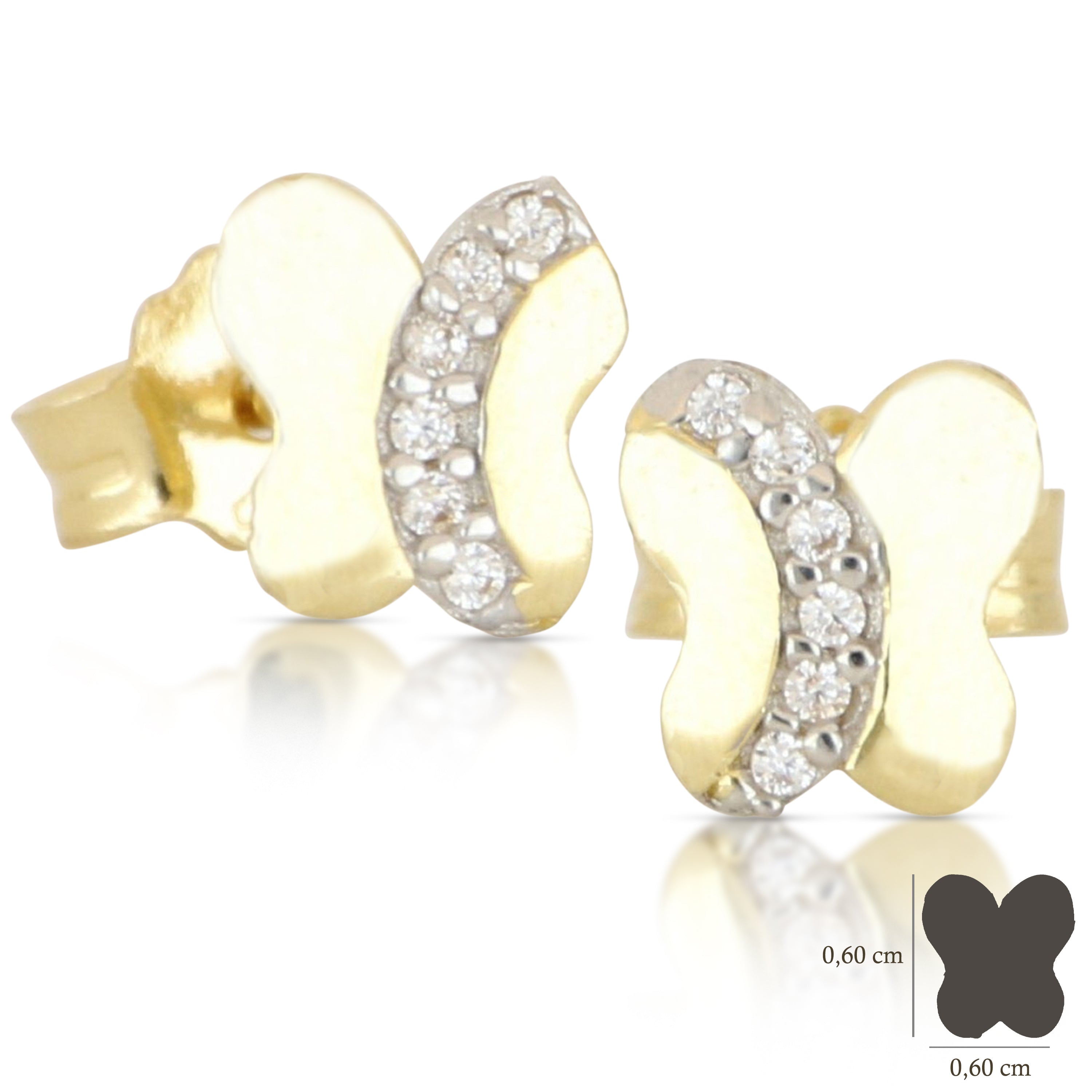 18K Italian Gold Butterfly shaped earrings – SKU 803321730103