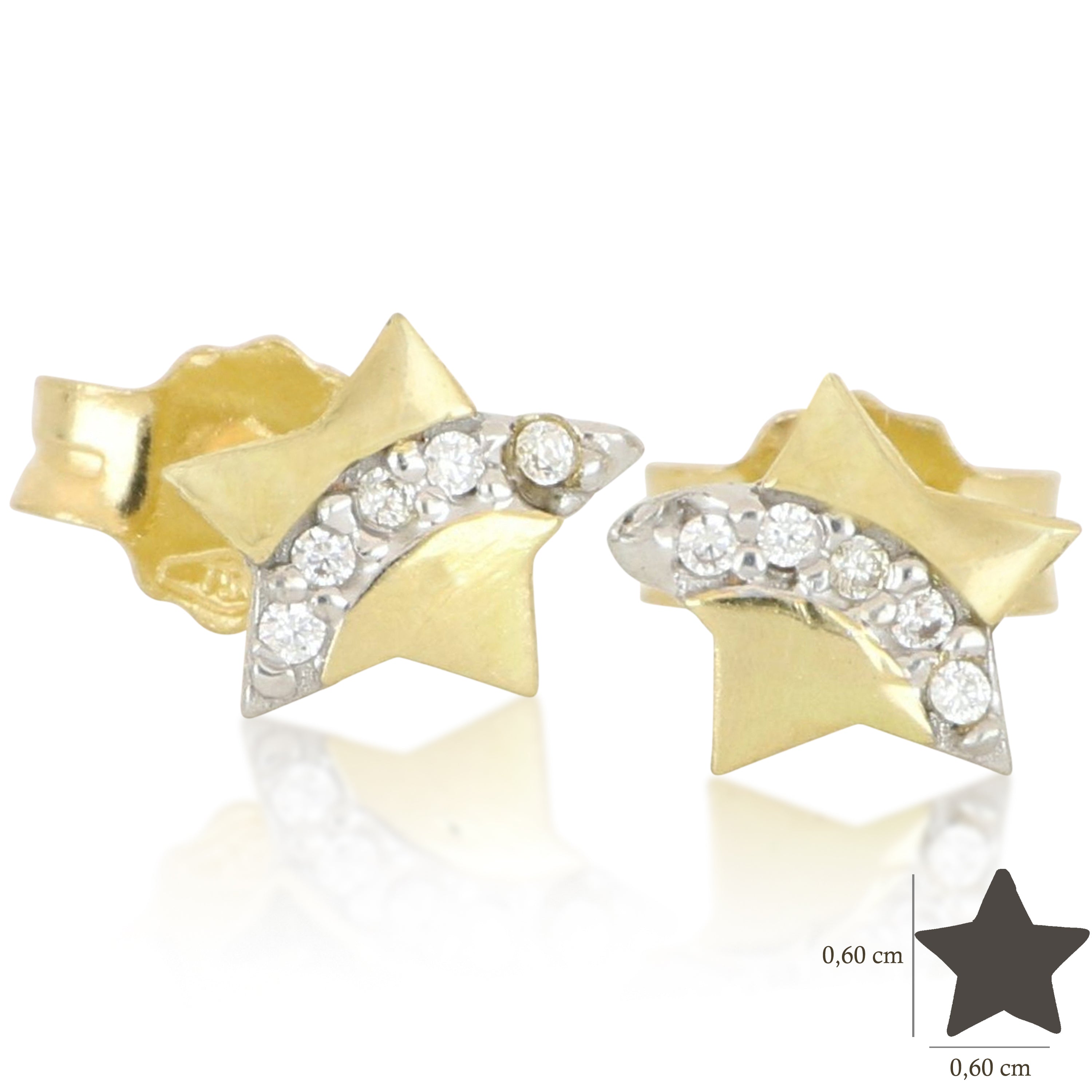 18K Italian Gold Star shaped earrings – SKU 803321730104