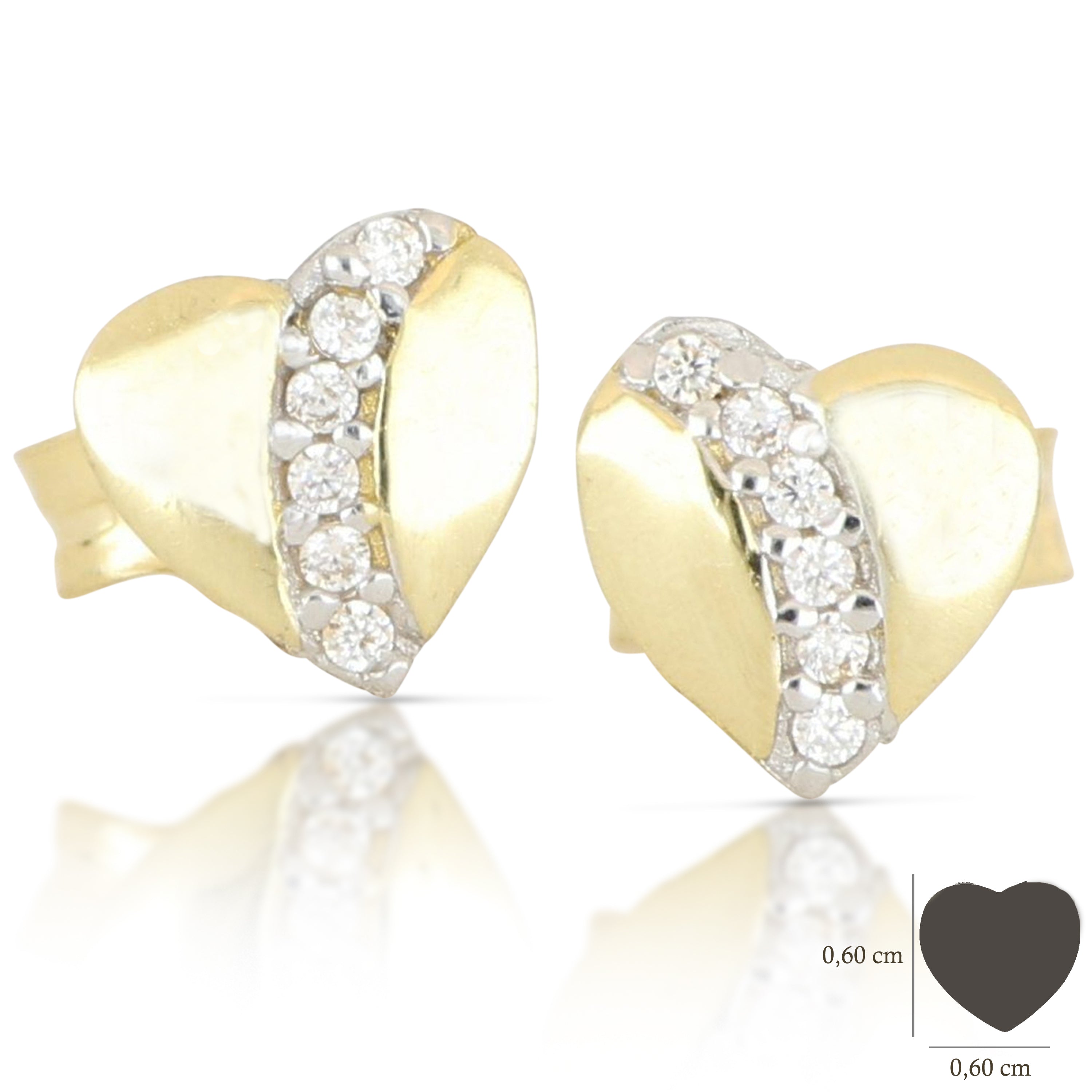 18K Italian Gold Heart shaped earrings – SKU 803321730105