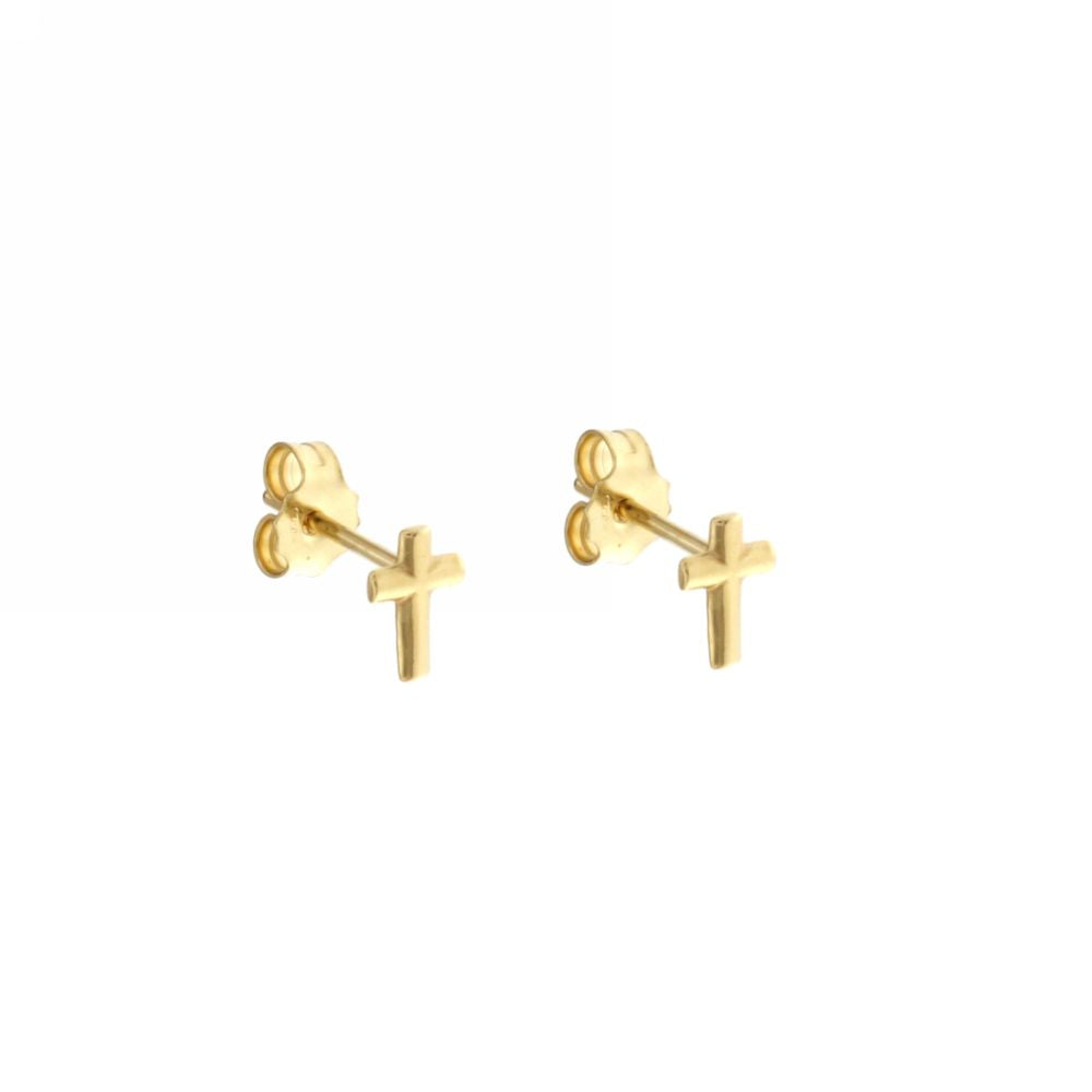 18K Italian Gold Cross shaped earrings – SKU 803321730745