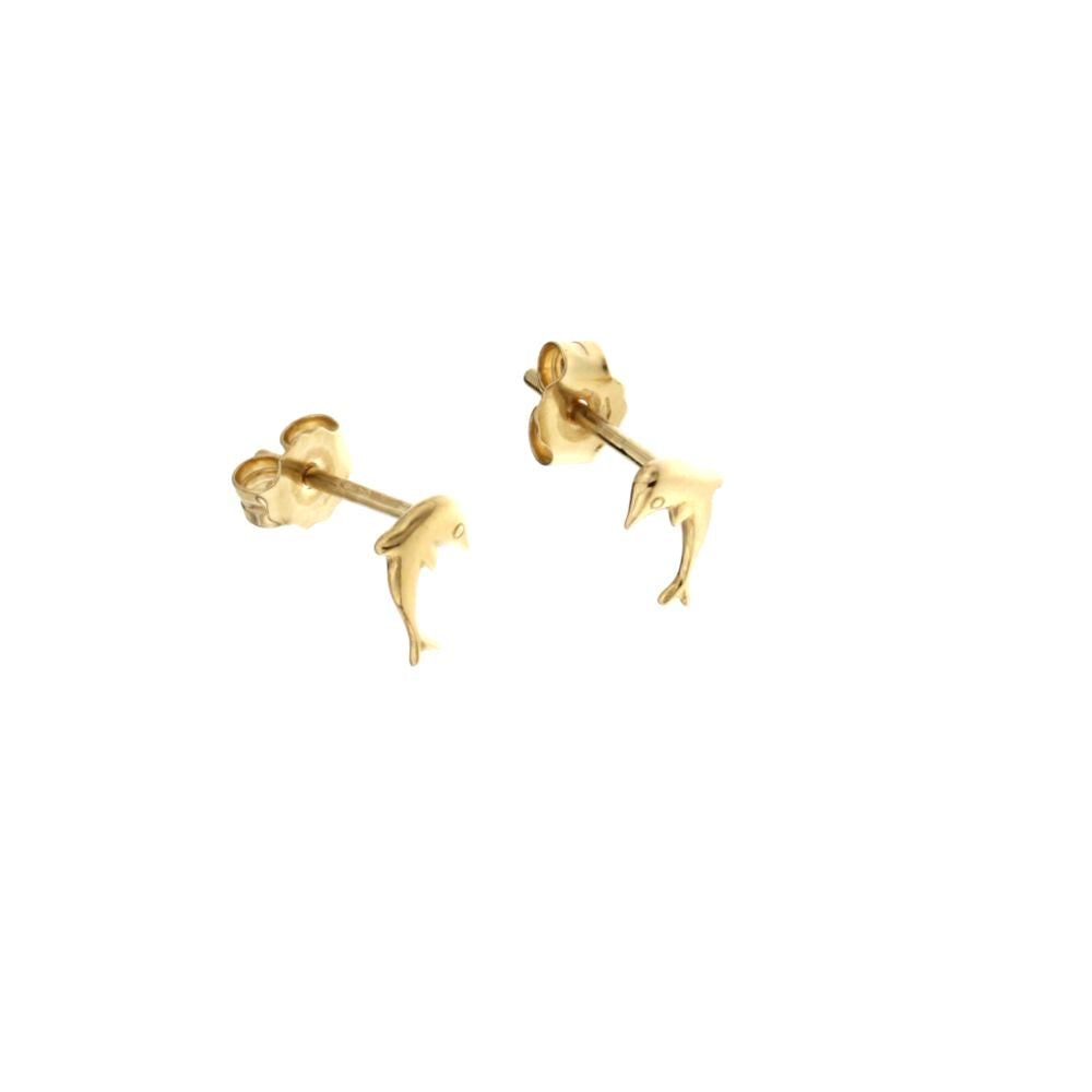 18K Italian Gold Dolphin shaped Earrings – SKU 803321730753