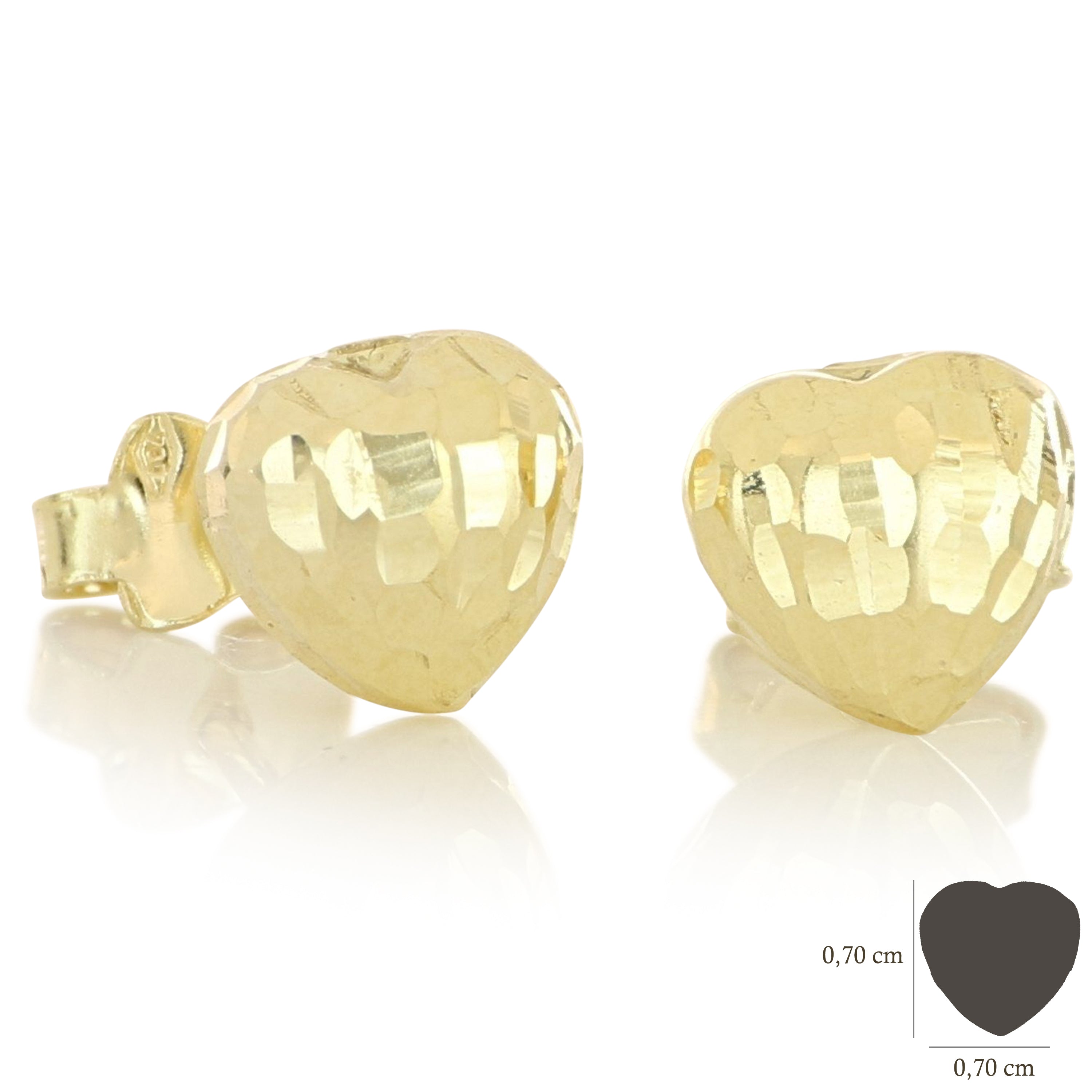 18K Italian Gold Heart shaped earrings – SKU 803321730778