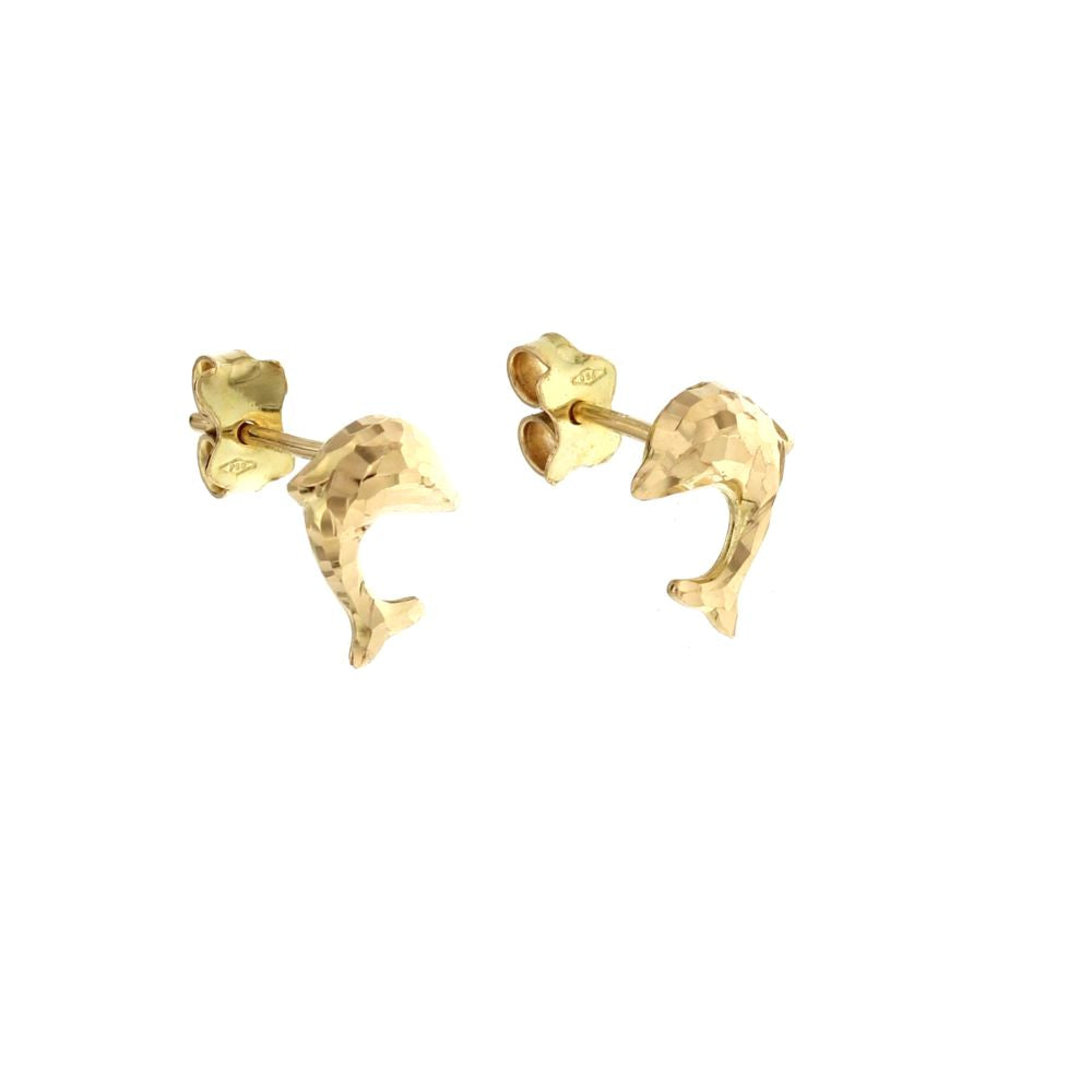 18K Italian Gold Dolphin shaped Earrings – SKU 803321730784