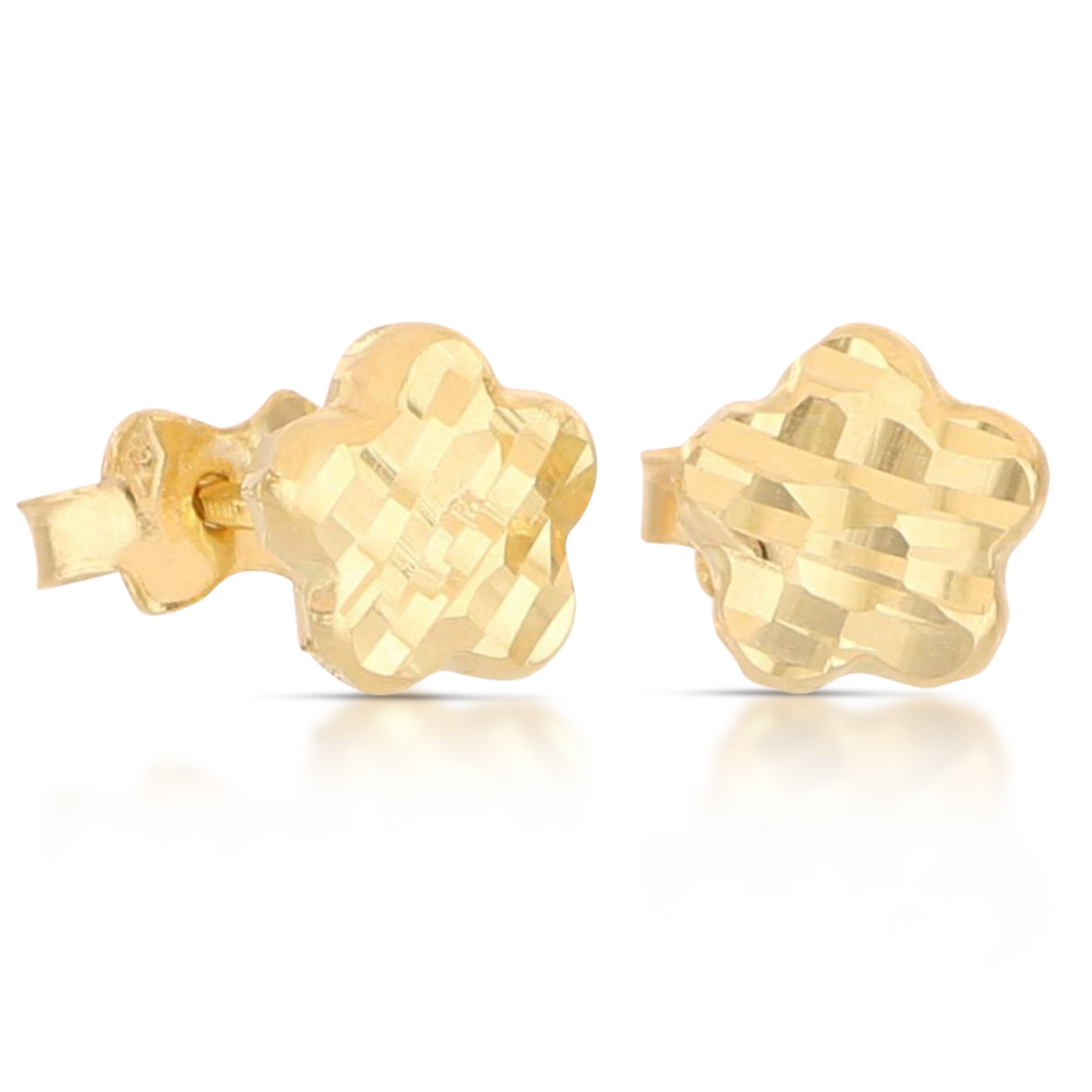 18K Italian Gold Flower shaped earrings – SKU 803321730790